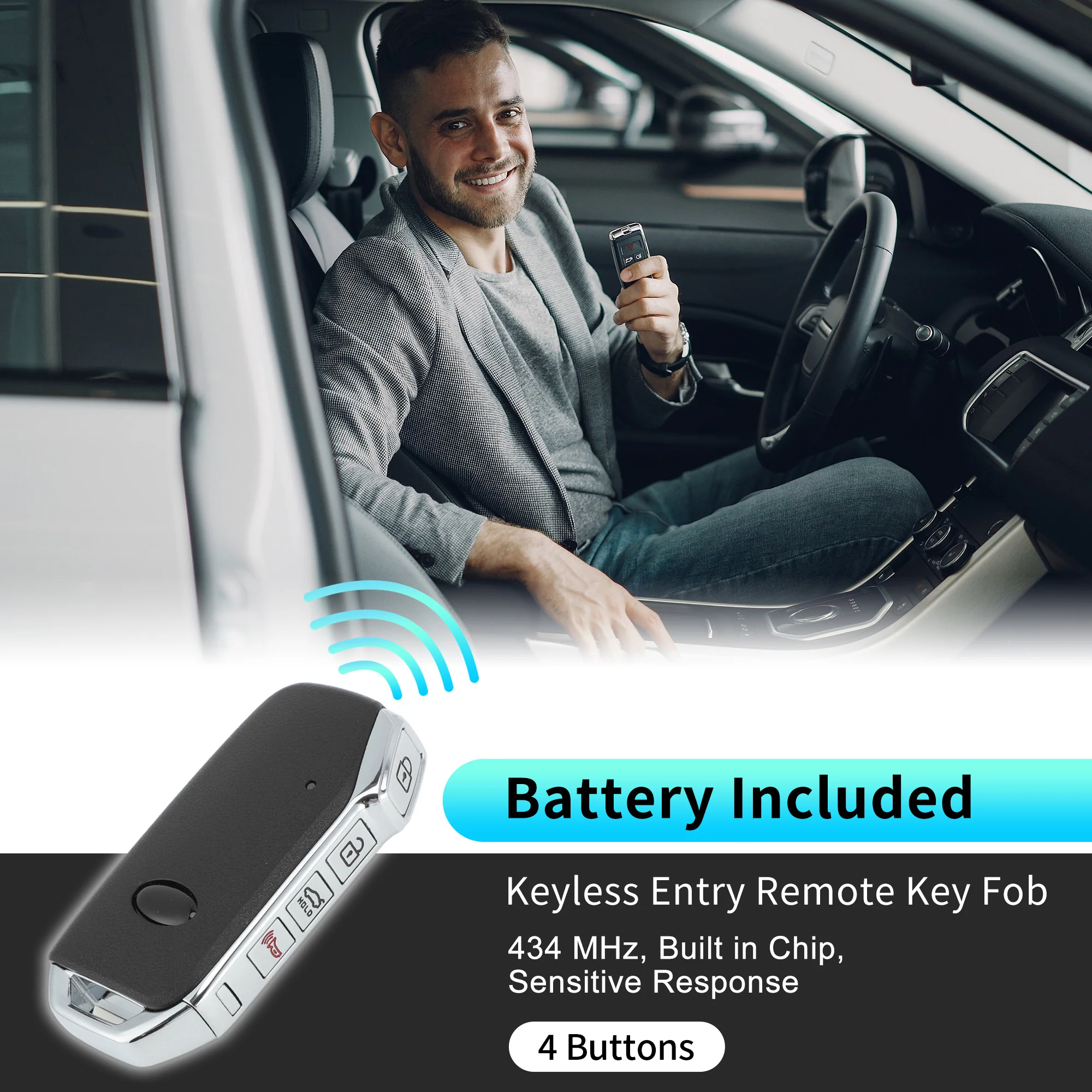434 MHz TQ8-FOB-4F15 Keyless Entry Remote Key Fob for Kia Stinger GT 2018-2021 - Image 2
