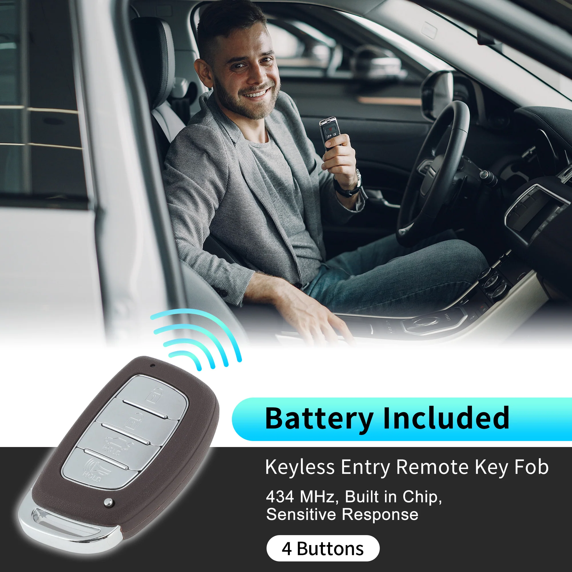 434 MHz CQOFD00120 Keyless Entry Remote Key Fob for Hyundai Sonata 2018 2019 - Image 2