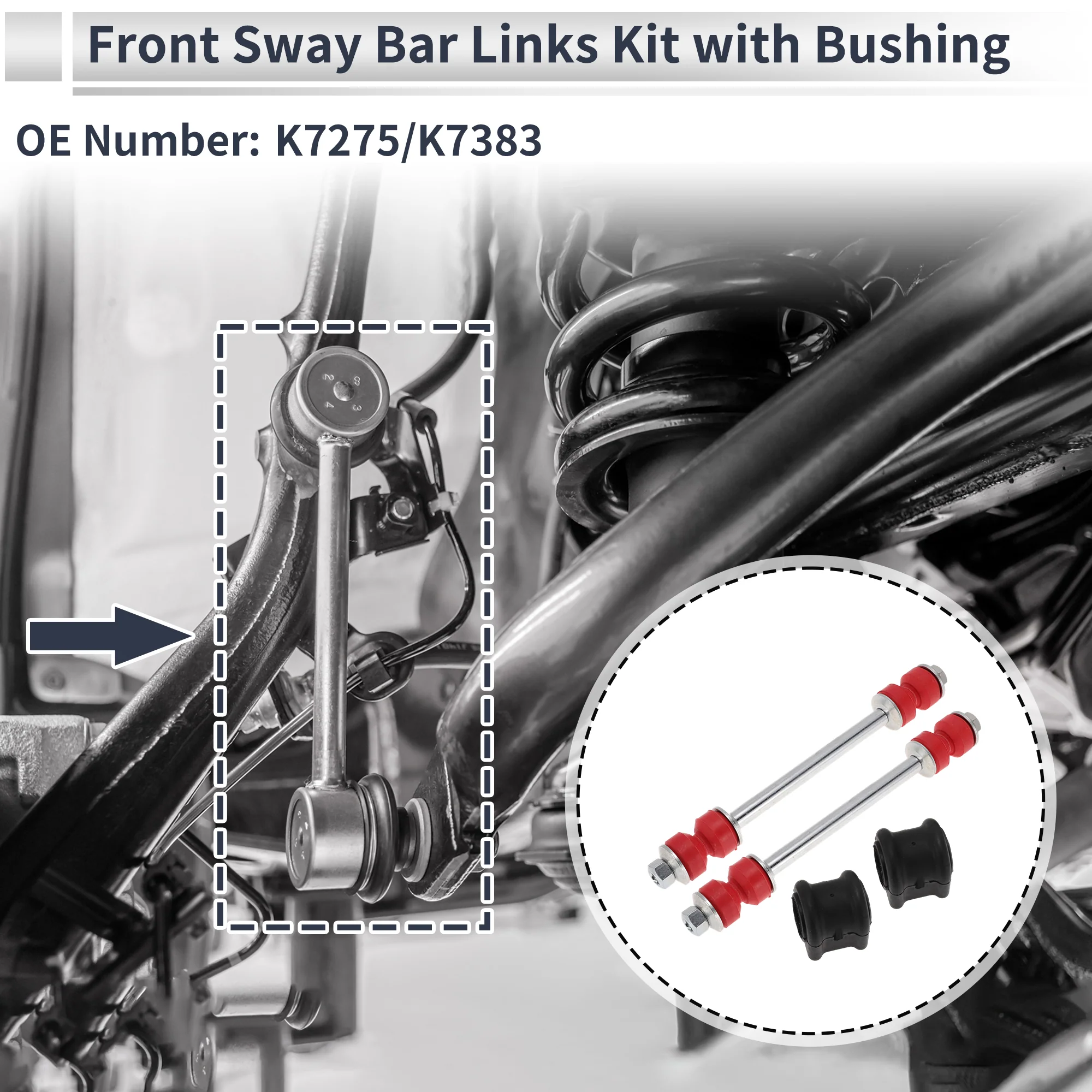 Front Stabilizer Bar Link with 2Pcs Bushing for DODGE for Ram 1500 No.K7275 1Set - Image 2