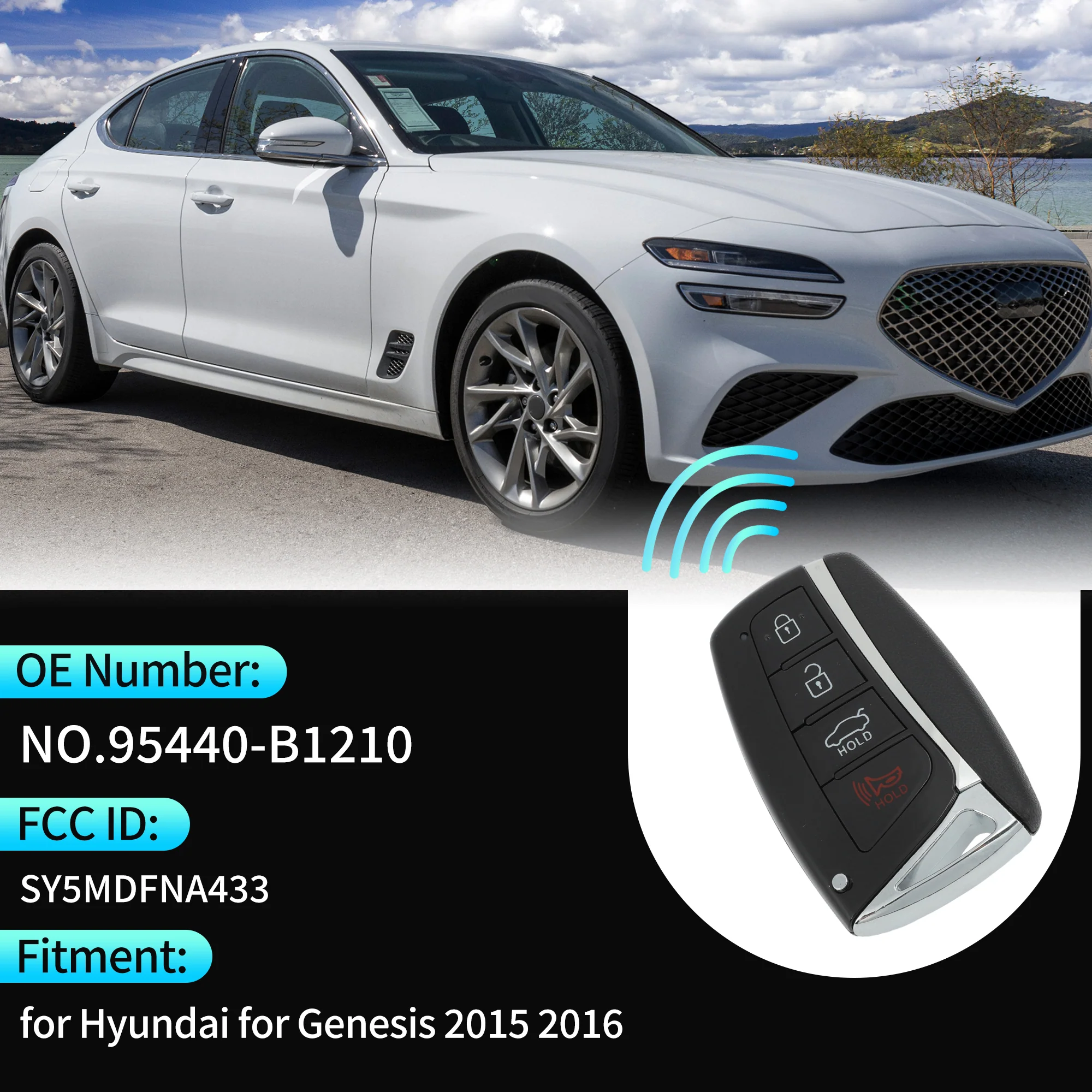 SY5MDFNA433 434 MHz Keyless Entry Remote Key Fob for Hyundai for Genesis 15-2016 - Image 3