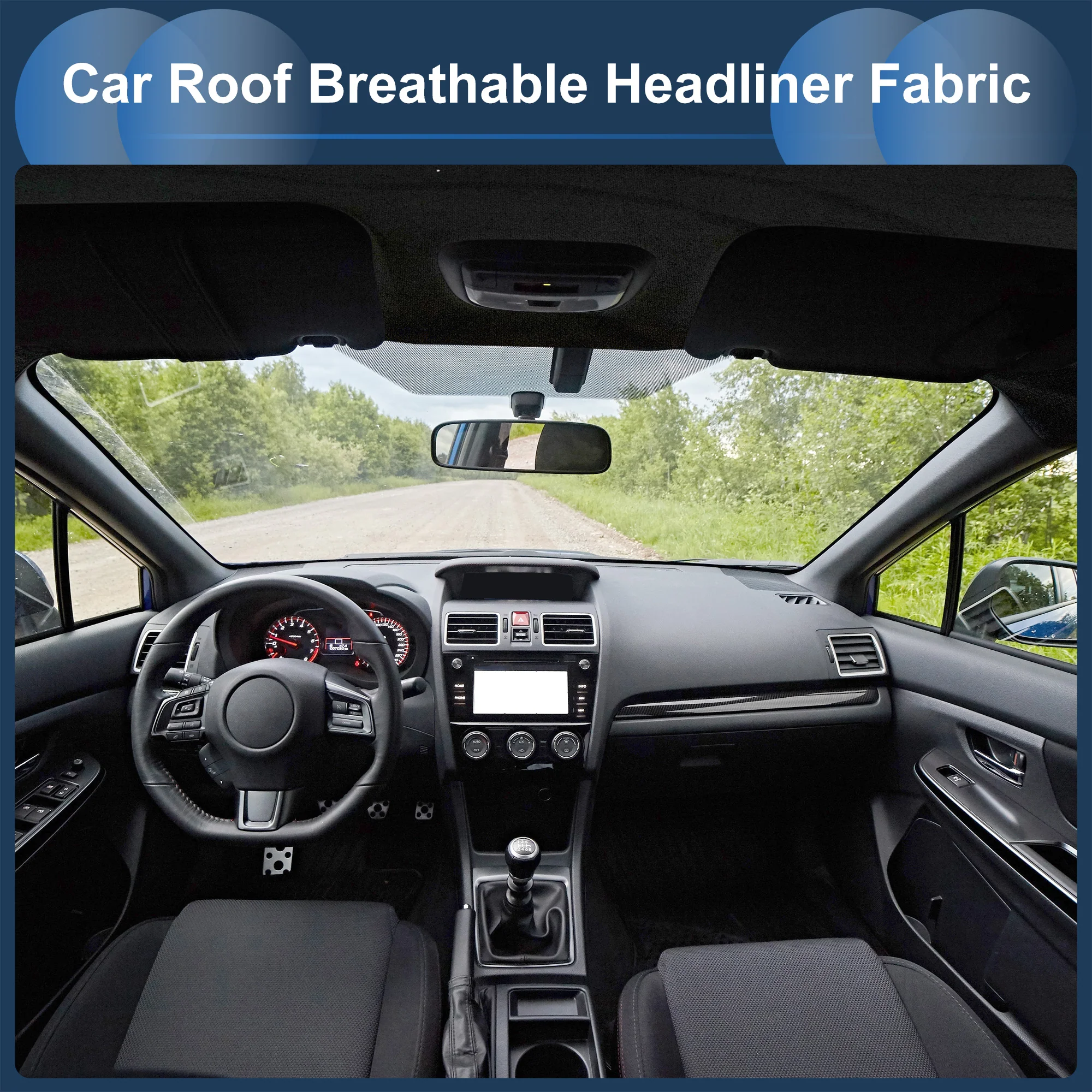 160G Headliner Fabric 120.08"x59.84" Foam Backing for Car Roof Repair Black - Image 2