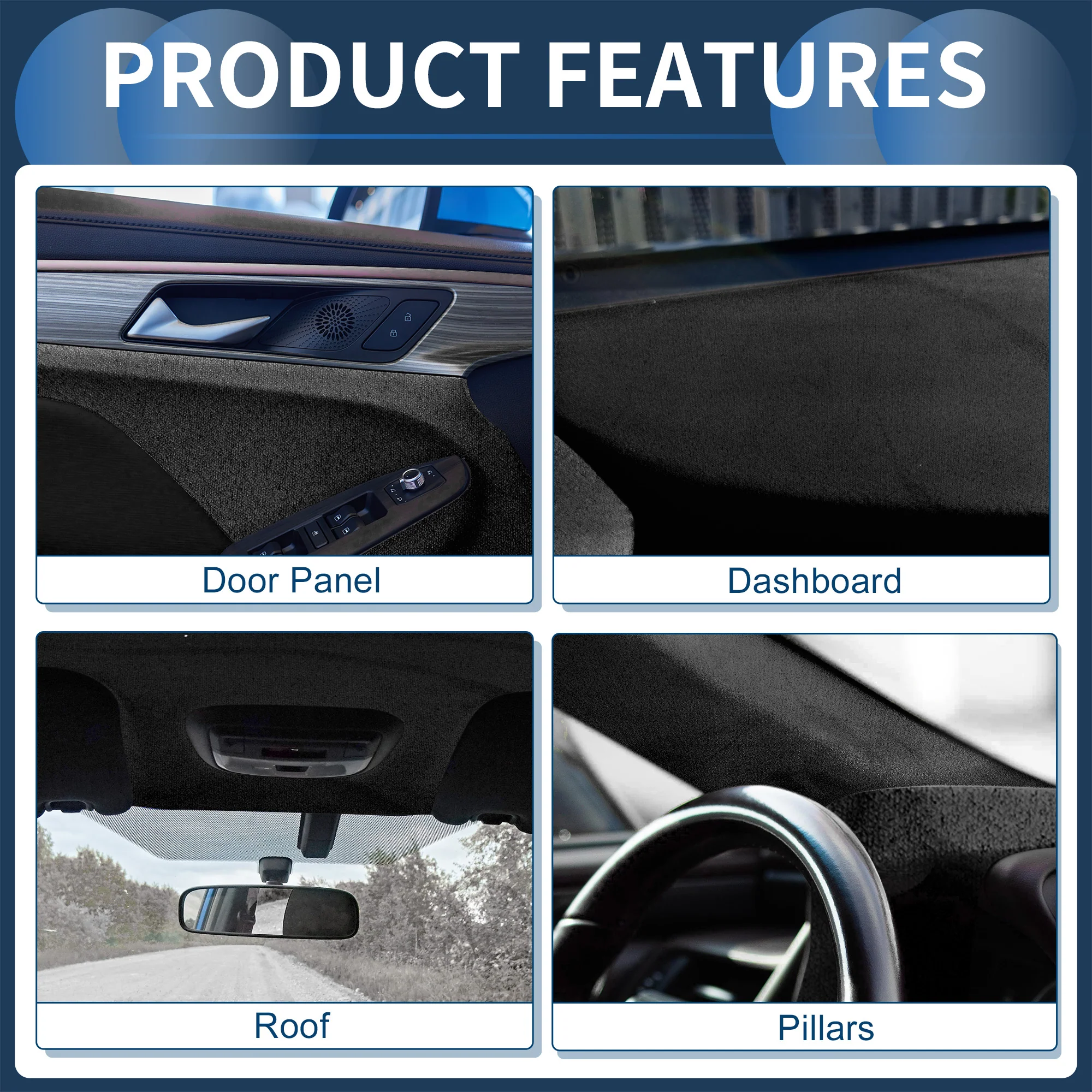 160G Headliner Fabric 120.08"x59.84" Foam Backing for Car Roof Repair Black - Image 3
