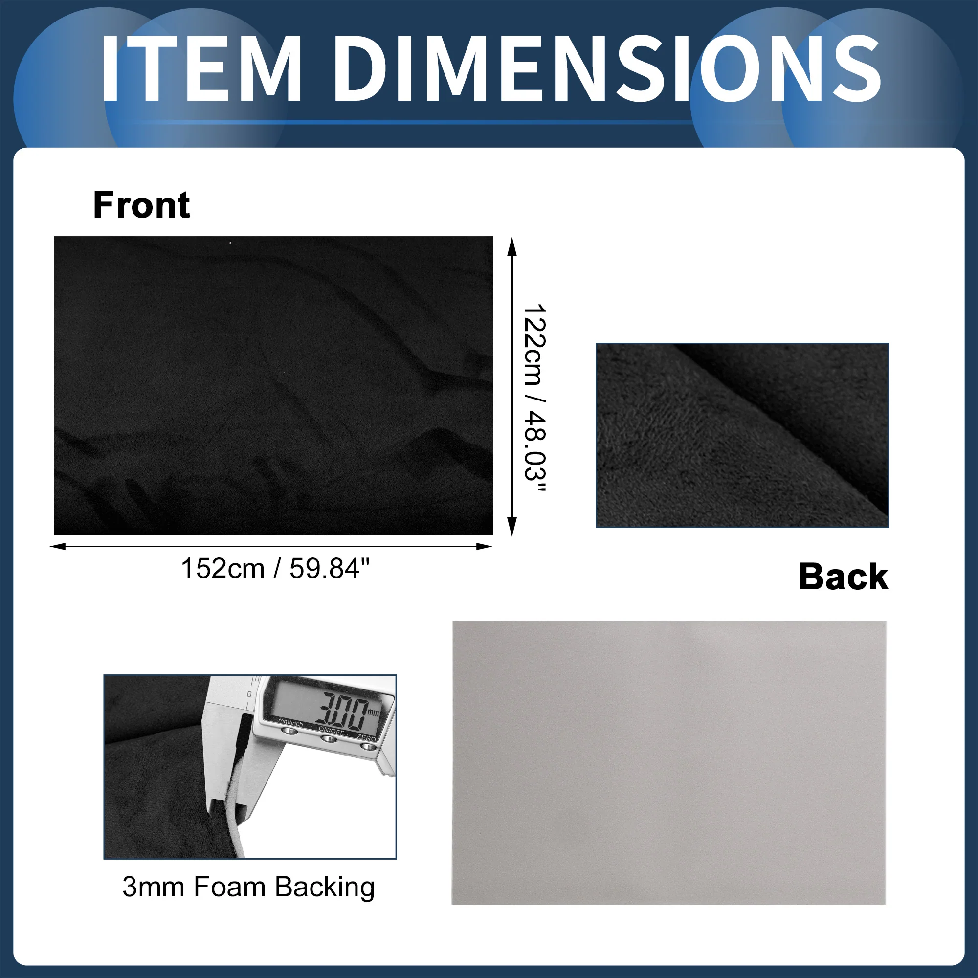 160G Headliner Fabric 48.03"x59.84" Foam Backing for Car Roof Repair Black - Image 4