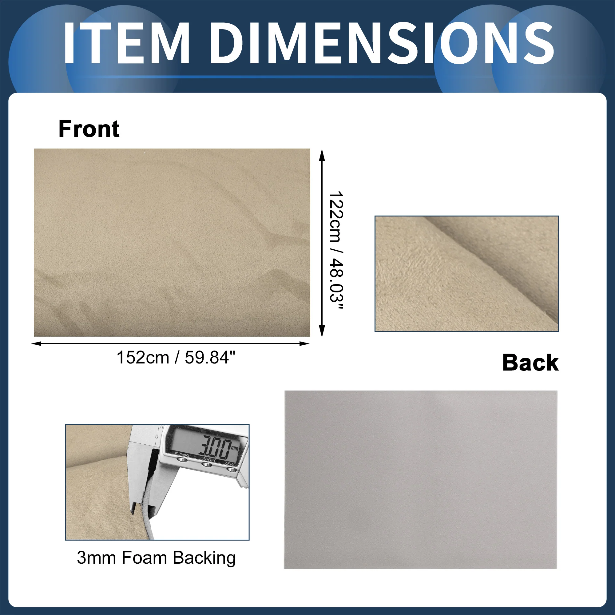 160G Headliner Fabric 48.03"x59.84" Foam Backing for Car Roof Repair Camel - Image 4