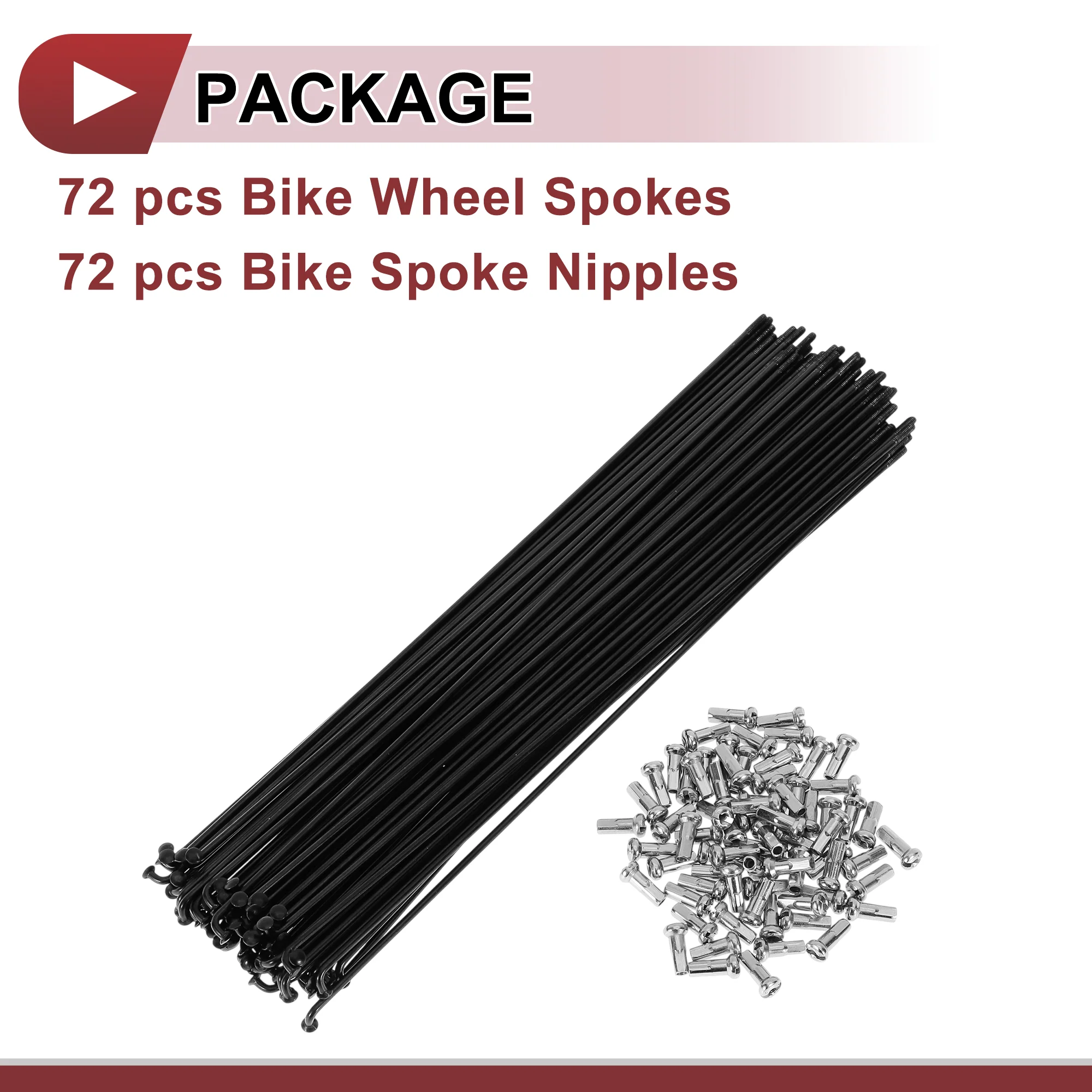 72 Set 13G Bicycle Spokes 243mm Bike Wheel Spokes Carbon Steel Black - Image 5