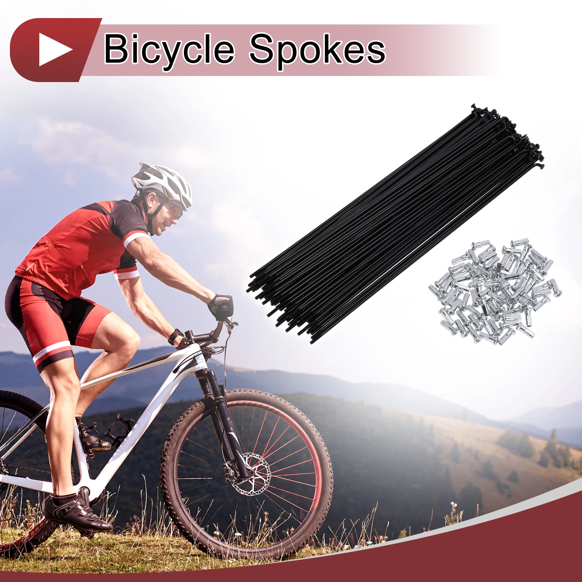 72 Set 13G Bicycle Spokes 210mm Bike Wheel Spokes Carbon Steel Black - Image 2