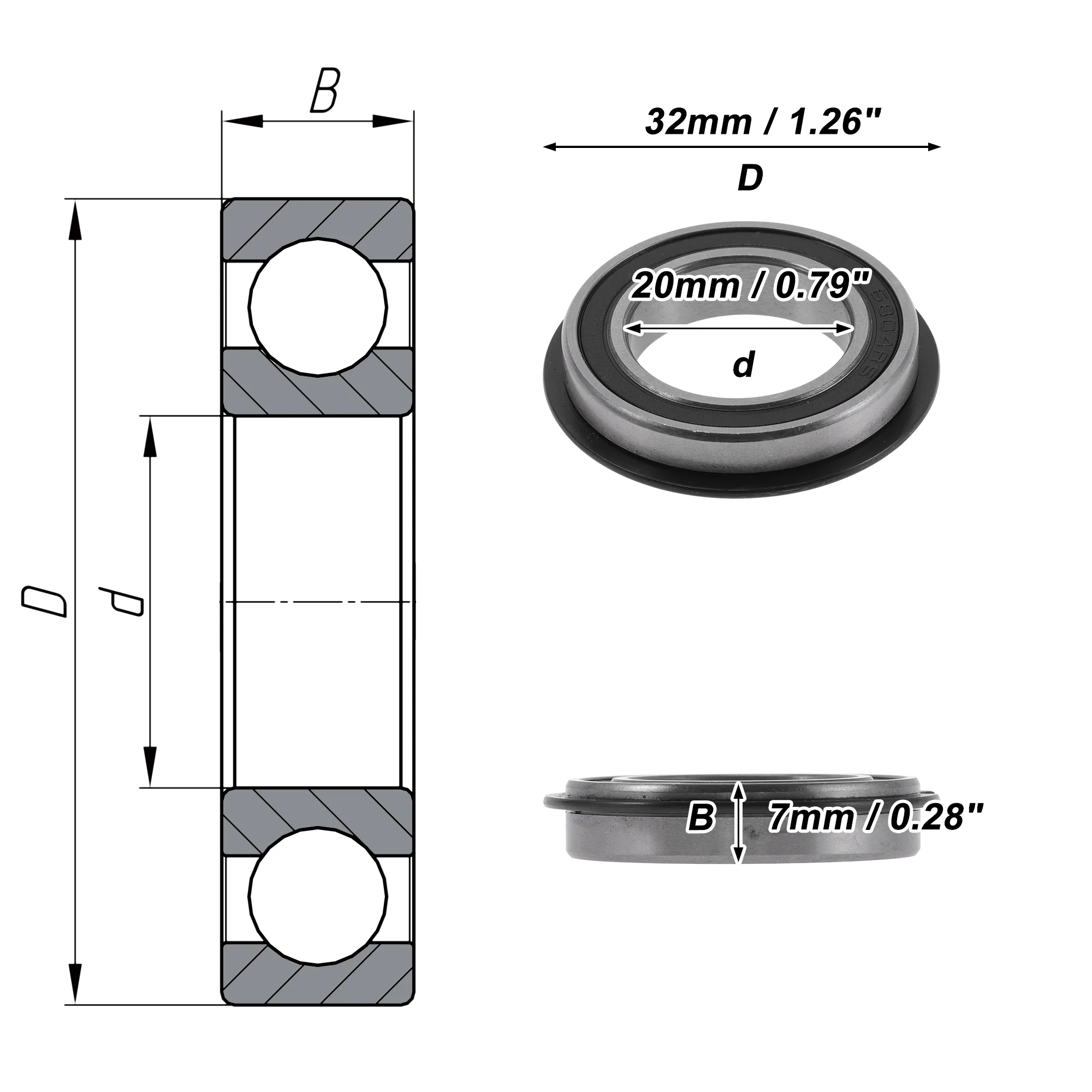 6804NR2RS Deep Groove Ball Bearings 20x32x7mm 1 Pc Scooter Skateboard Wheel - Image 4