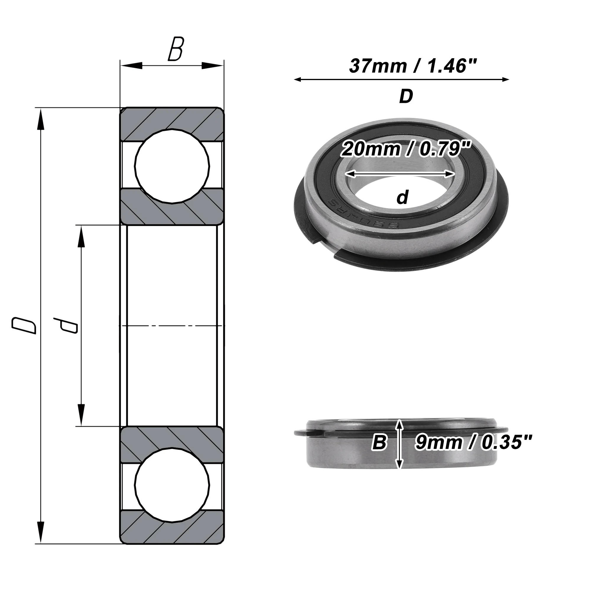 6904NR2RS Deep Groove Ball Bearings 20x37x9mm 1 Pc Scooter Skateboard Wheel - Image 4