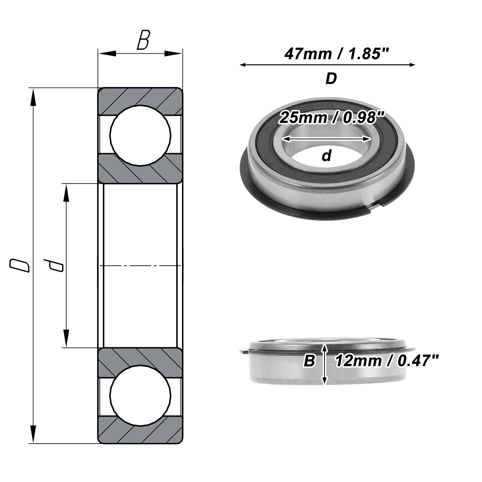 6005NR2RS Deep Groove Ball Bearings 25x47x12mm 1Pc Scooter Skateboard Wheel - Image 4