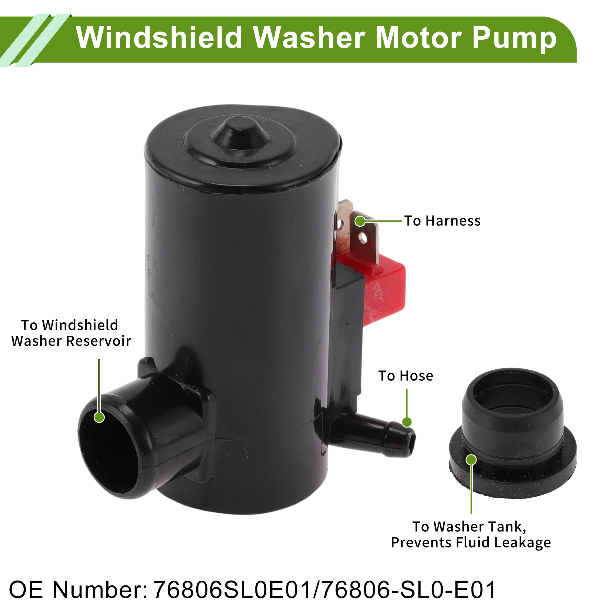 Windshield Washer Pump Washer Fluid Pump for Honda Civic 84-87 No.76806SL0E01 - Image 4