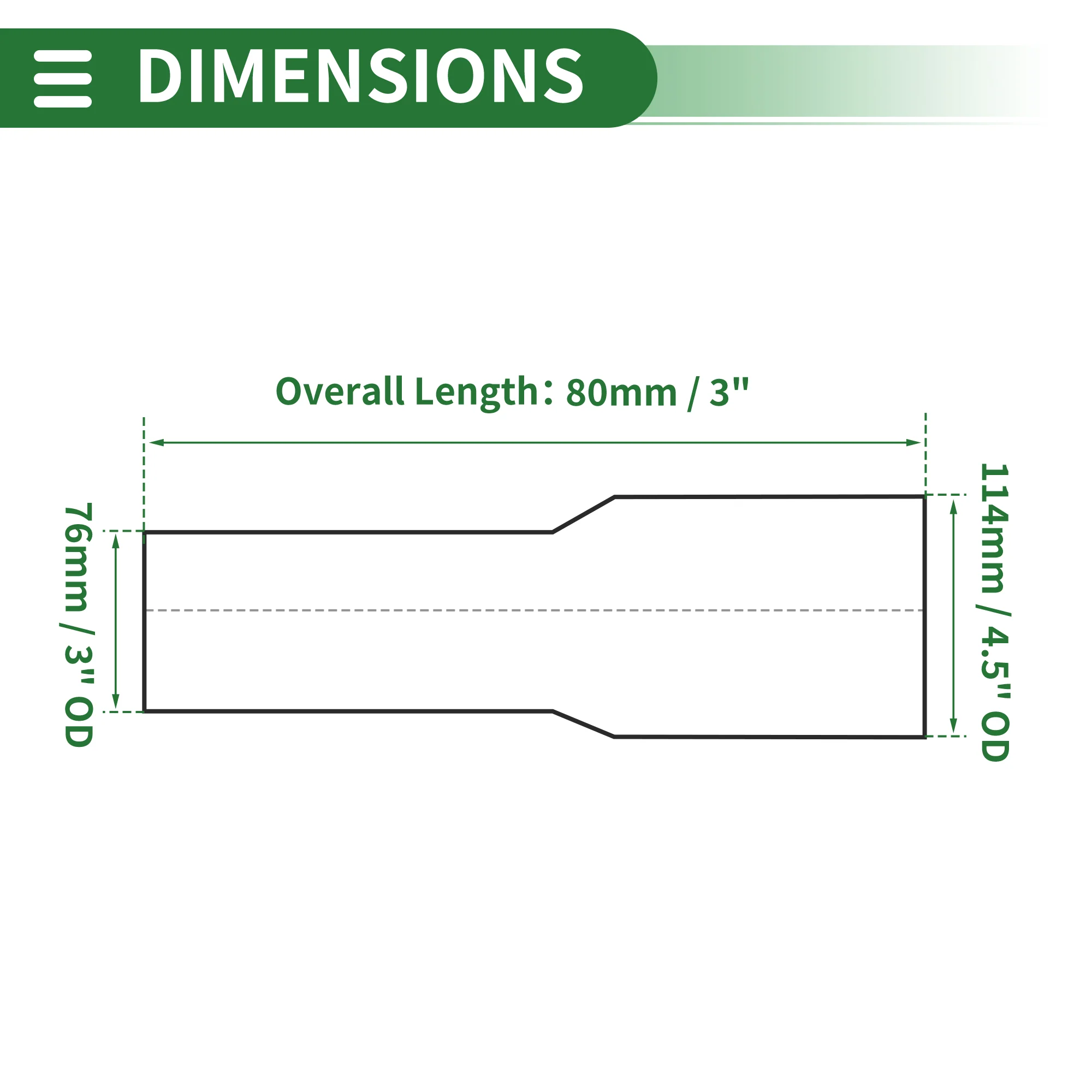 3" OD to 4.5" OD Mandrel Exhaust Bend Elbow Concentric Reducer - Image 3