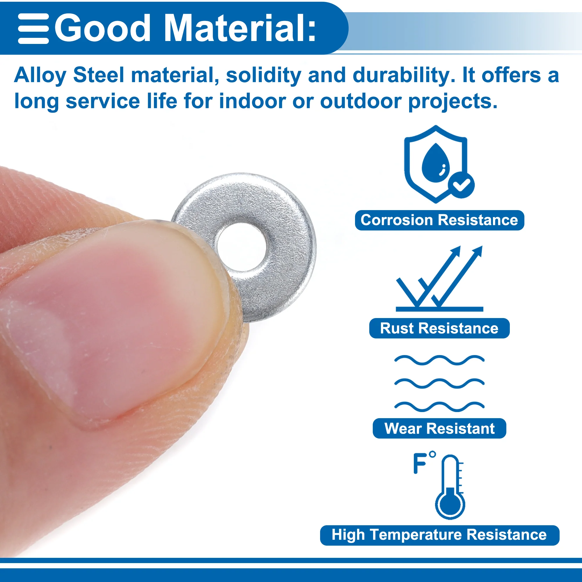 Universal Flat Washer 3mm ID 9mm OD Alloy Steel Silver Tone 25 Pcs - Image 5