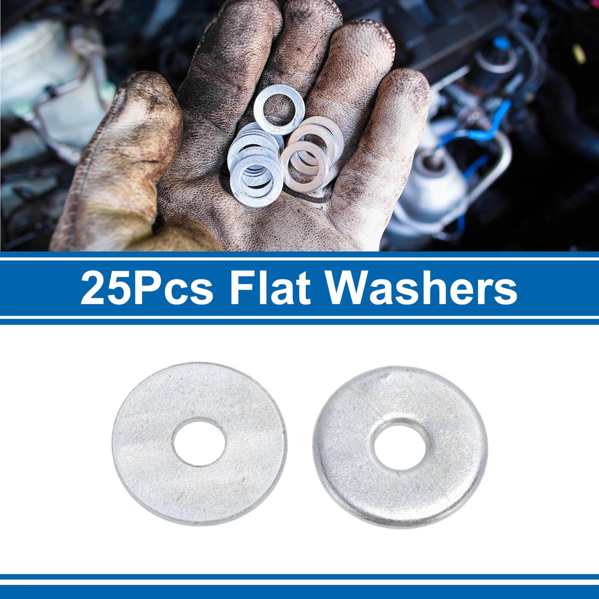 Universal Flat Washer 3mm ID 12mm OD Alloy Steel Silver Tone 25 Pcs - Image 3