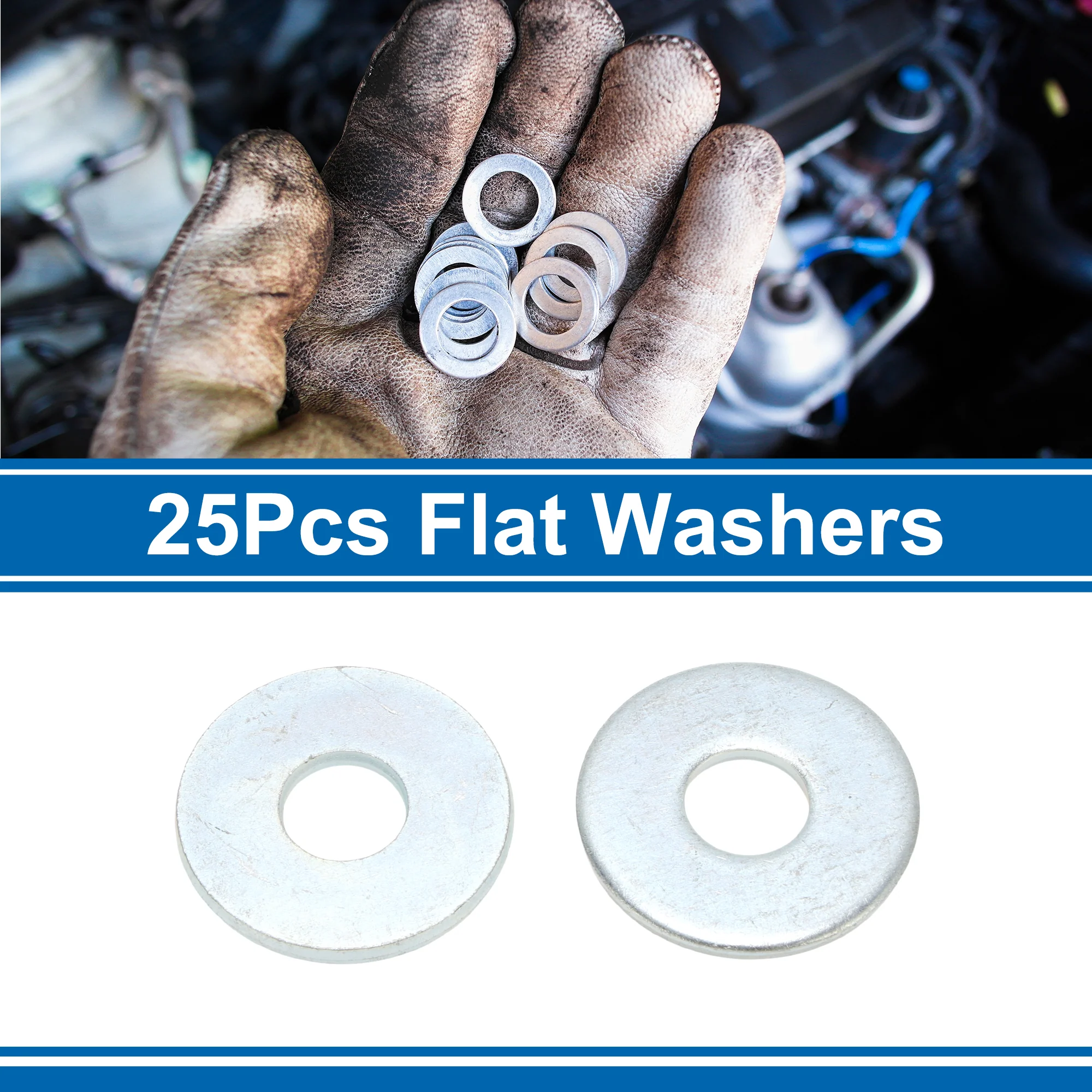 Universal Flat Washer 12mm ID 37mm OD Alloy Steel Silver Tone 25 Pcs - Image 3