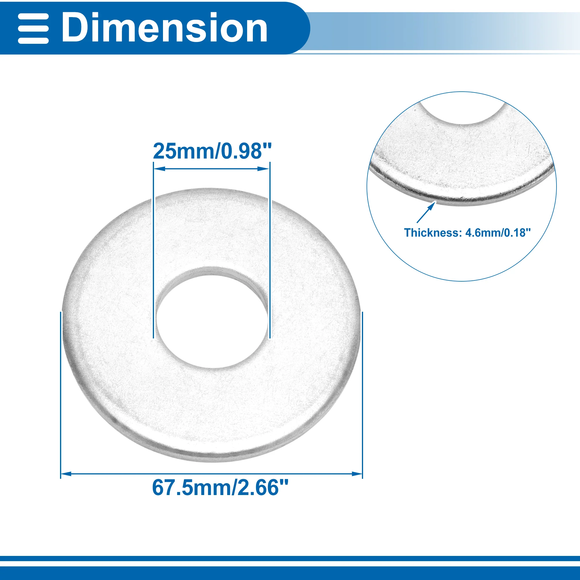 Universal Flat Washer 25mm ID 67.5mm OD Alloy Steel Silver Tone 5 Pcs - Image 4