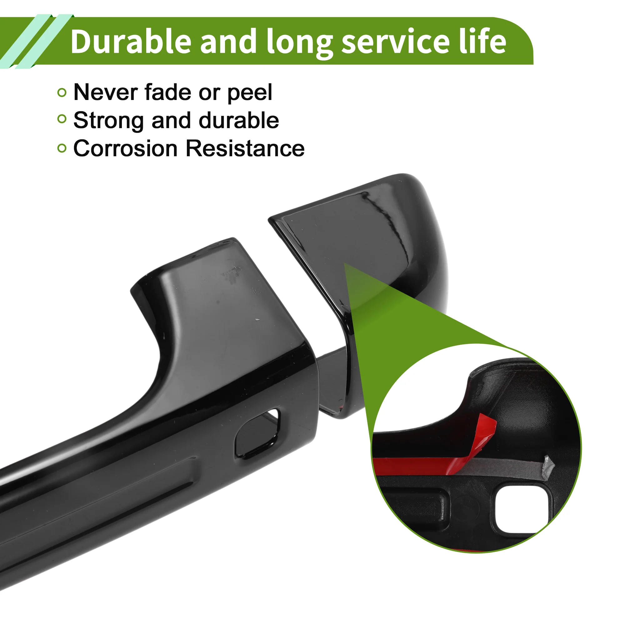 Exterior Door Handle Cover Trim for Ford Bronco 2021-2025 Gloss Black ABS - Image 6