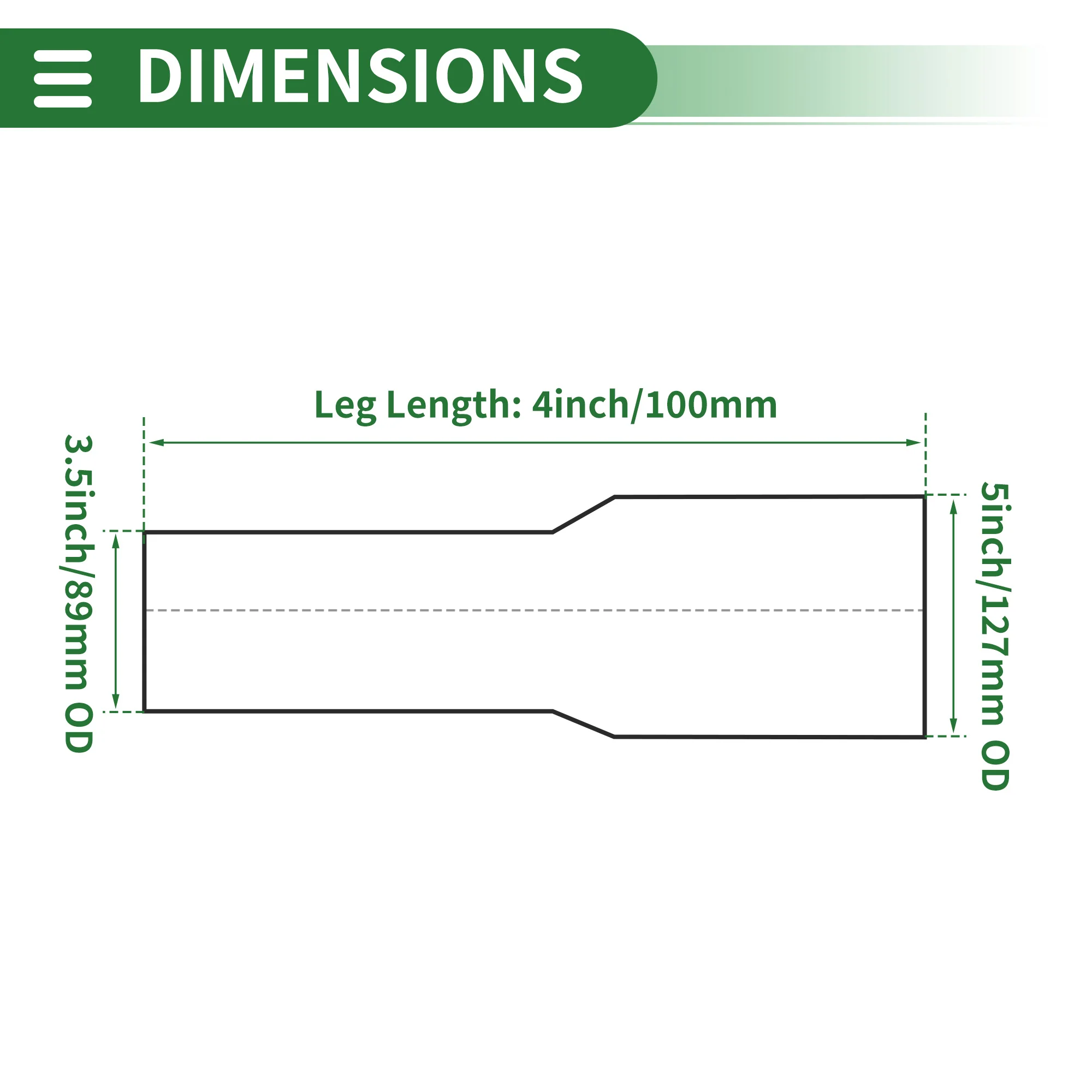 3.5" OD to 5" OD Mandrel Exhaust Bend Elbow Concentric Reducer - Image 3