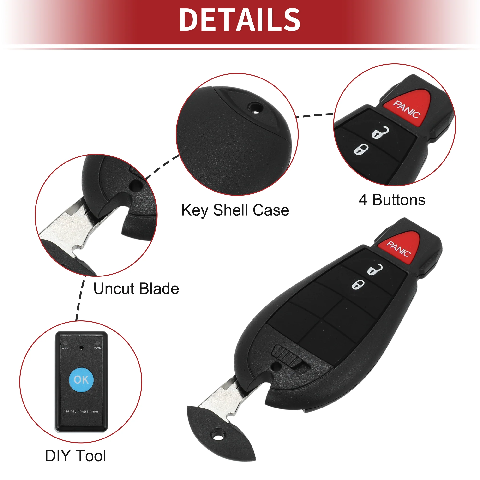 GQ453T Keyless Entry Remote Key Fob DIY Tool for Ram 1500 3500 13-17 - Image 4