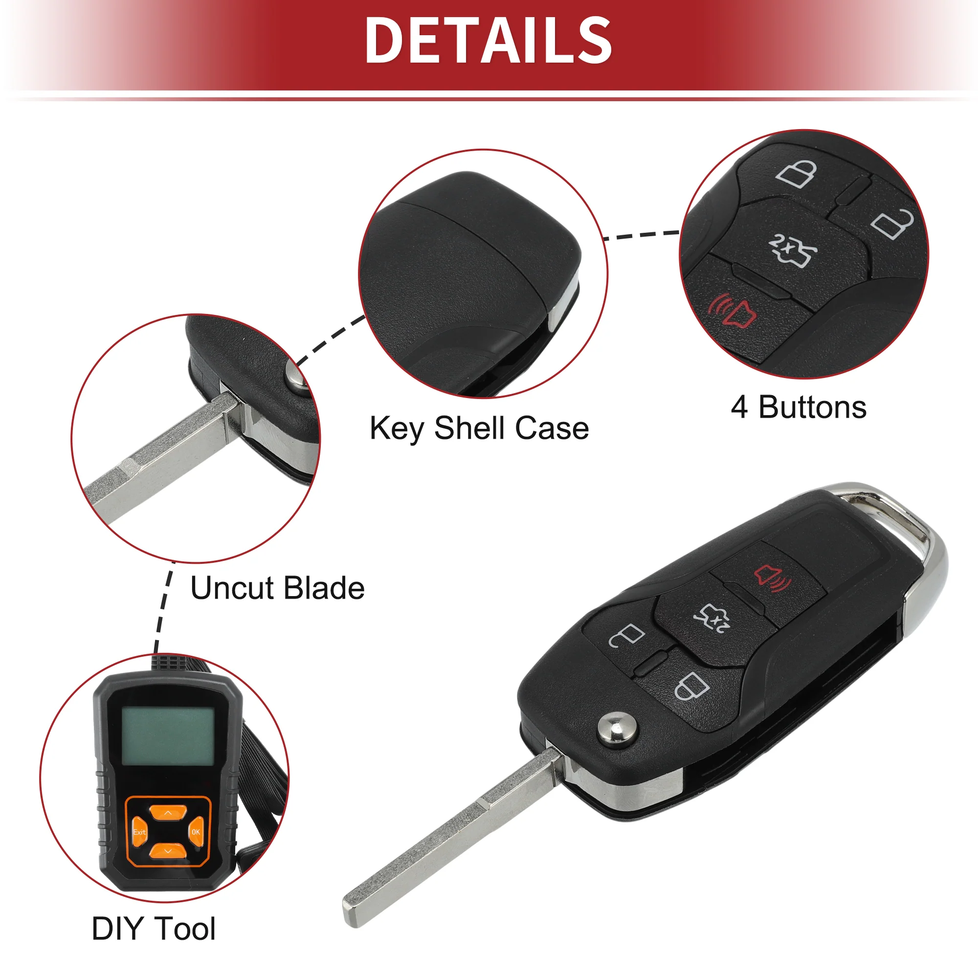 N5FA08TAA Keyless Entry Remote Key Fob DIY Tool for Ford Fusion 2013-2017 - Image 4