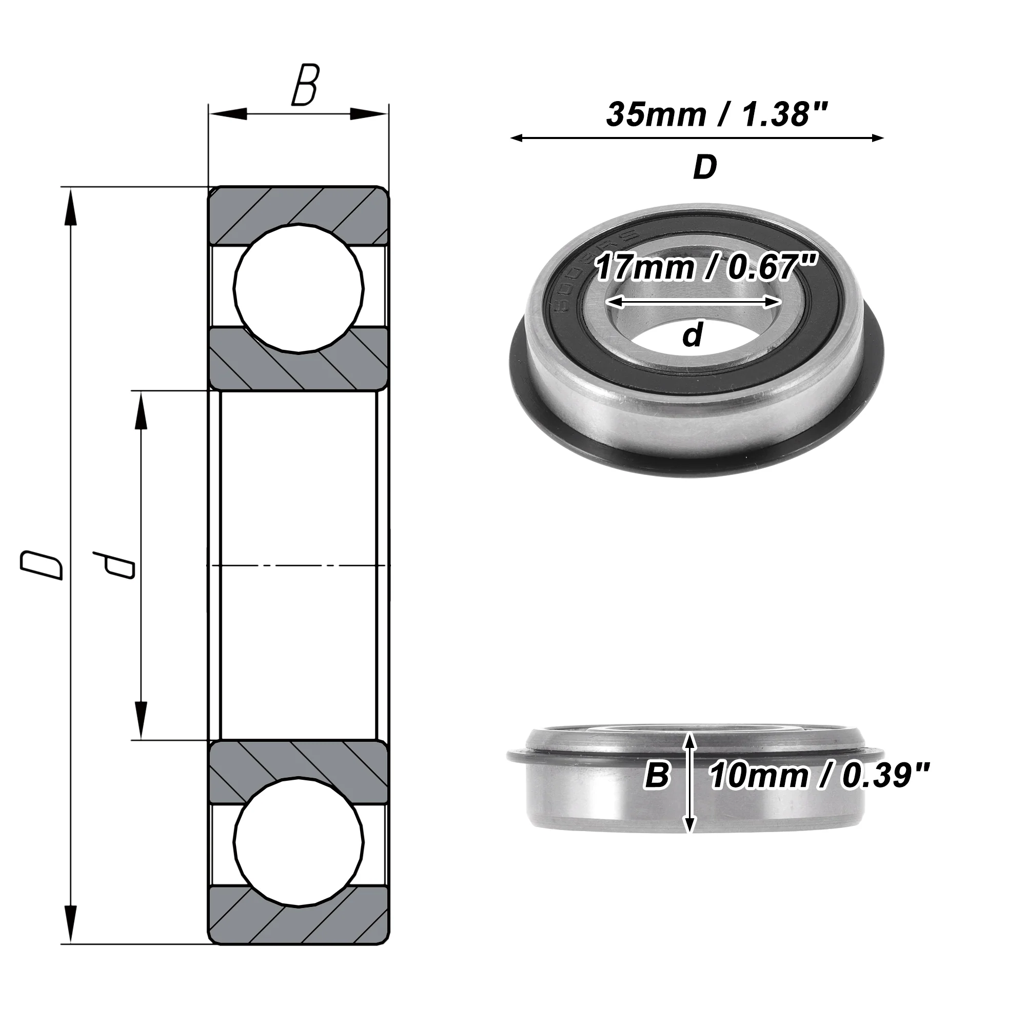 6003NR2RS Deep Groove Ball Bearings 17x35x10mm Silver Tone Black - Image 4