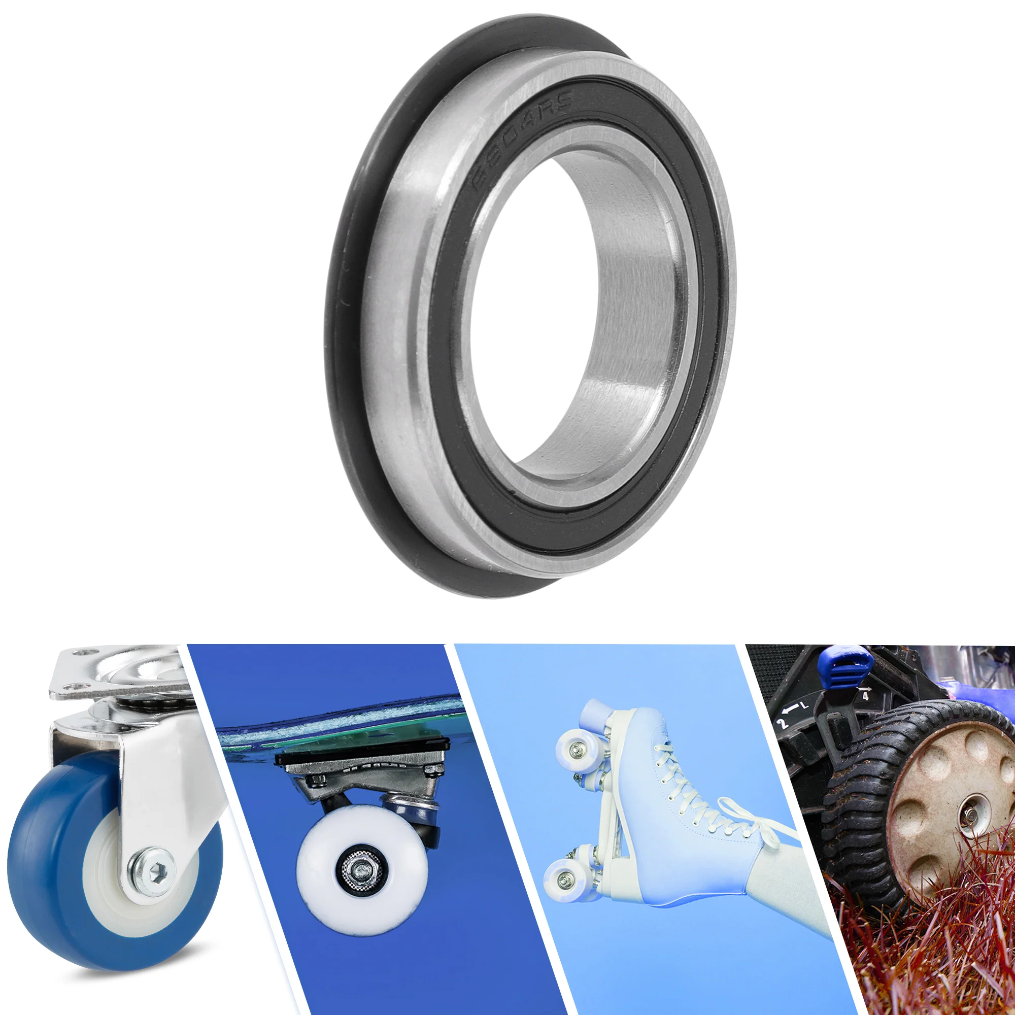 6804NR2RS Deep Groove Ball Bearings 20x32x7mm Silver Tone Black - Image 2