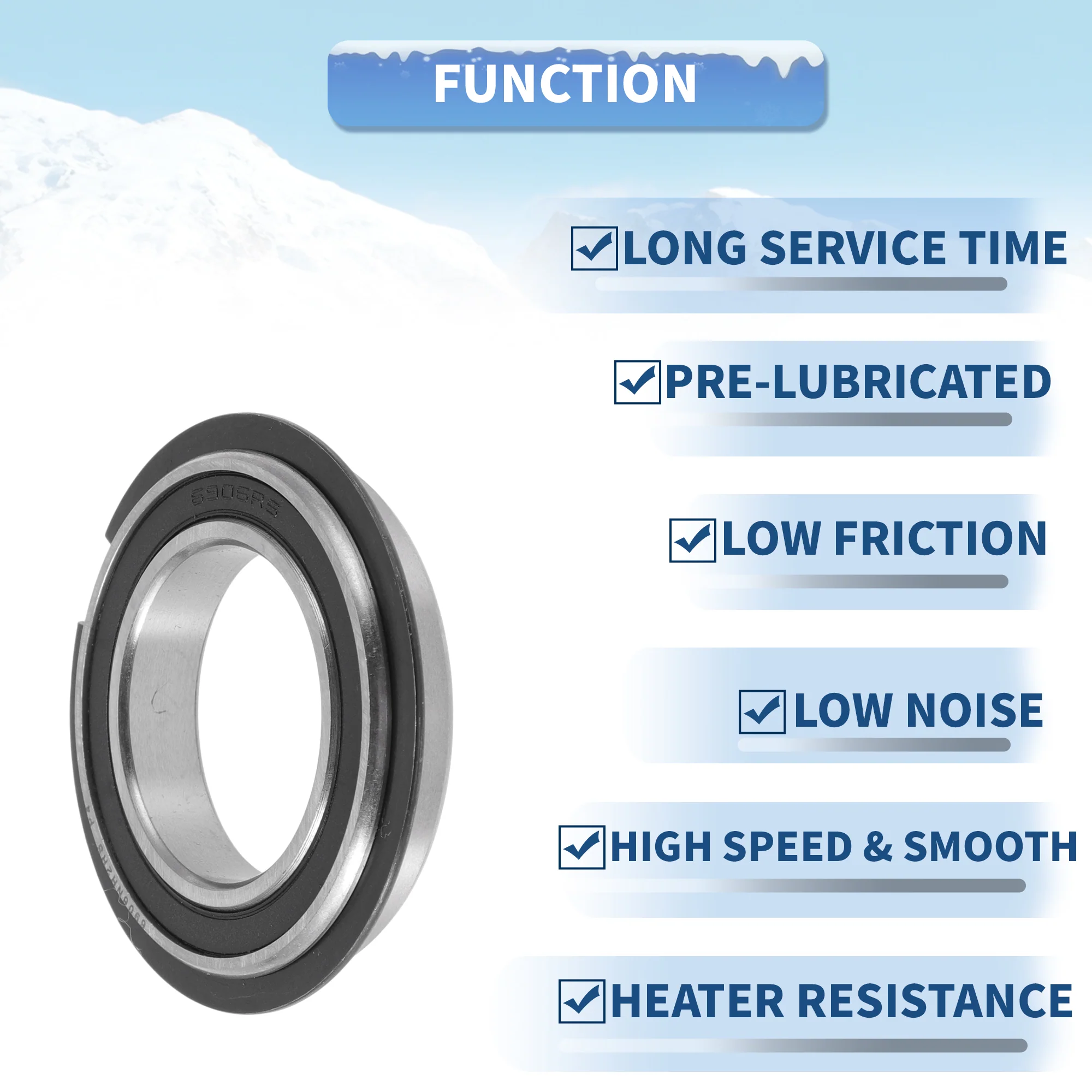 6906NR2RS Deep Groove Ball Bearings 30x47x9mm Silver Tone Black - Image 5