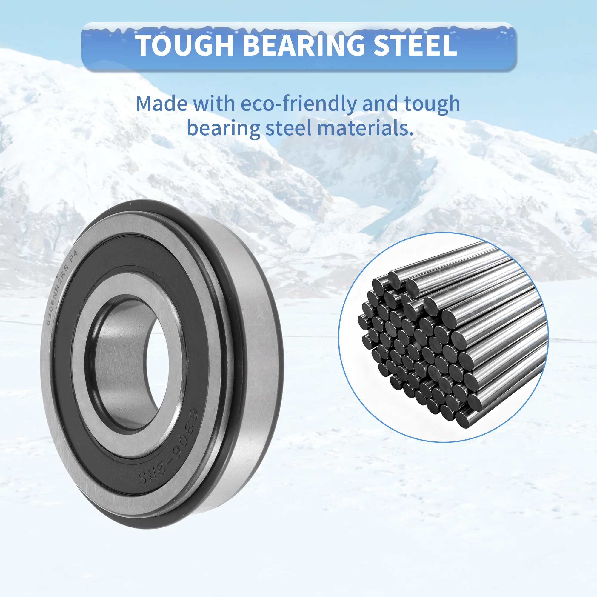 6306NR2RS Deep Groove Ball Bearings 30x72x19mm Silver Tone Black - Image 6