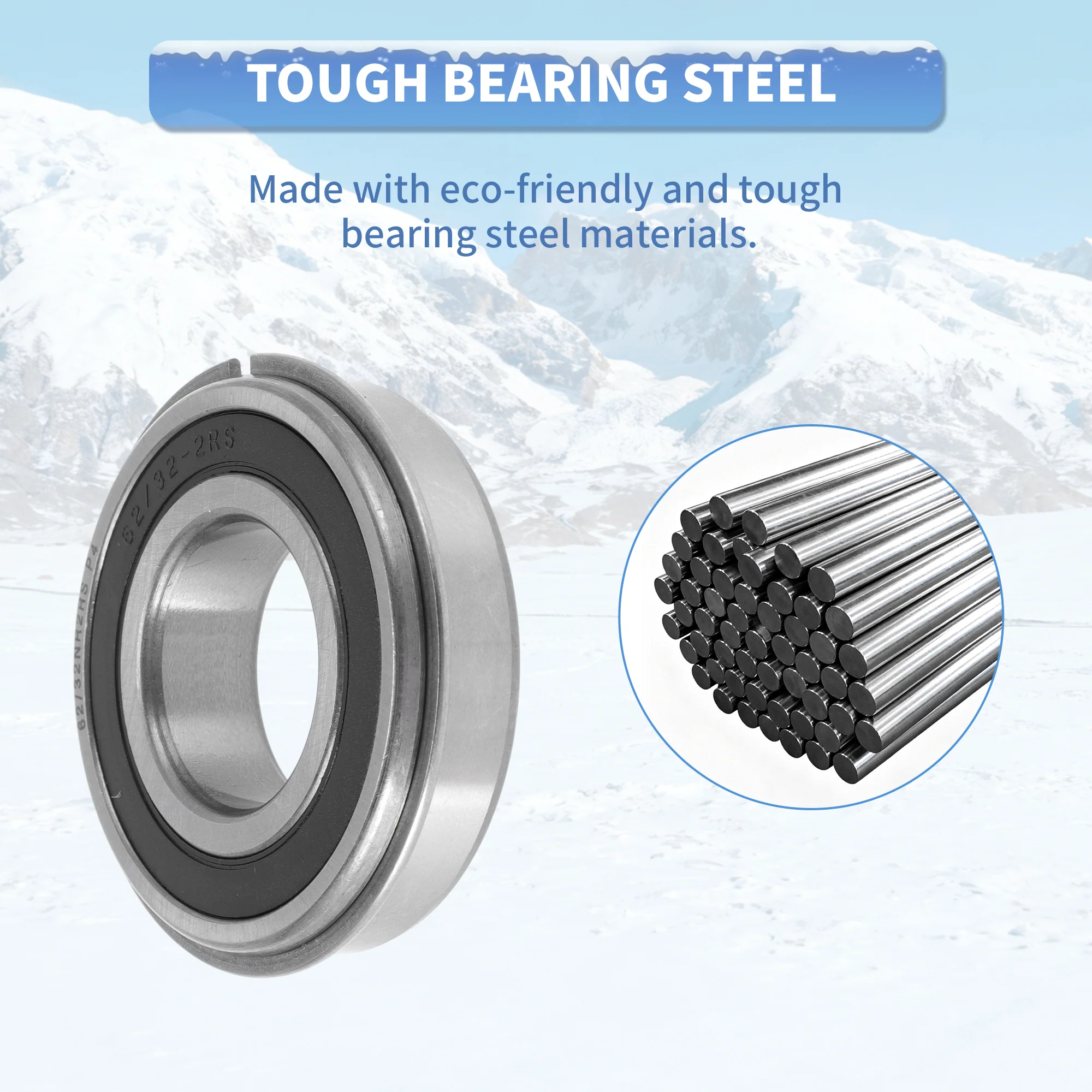 62/32NR2RS Deep Groove Ball Bearings 32x65x17mm Silver Tone Black - Image 6