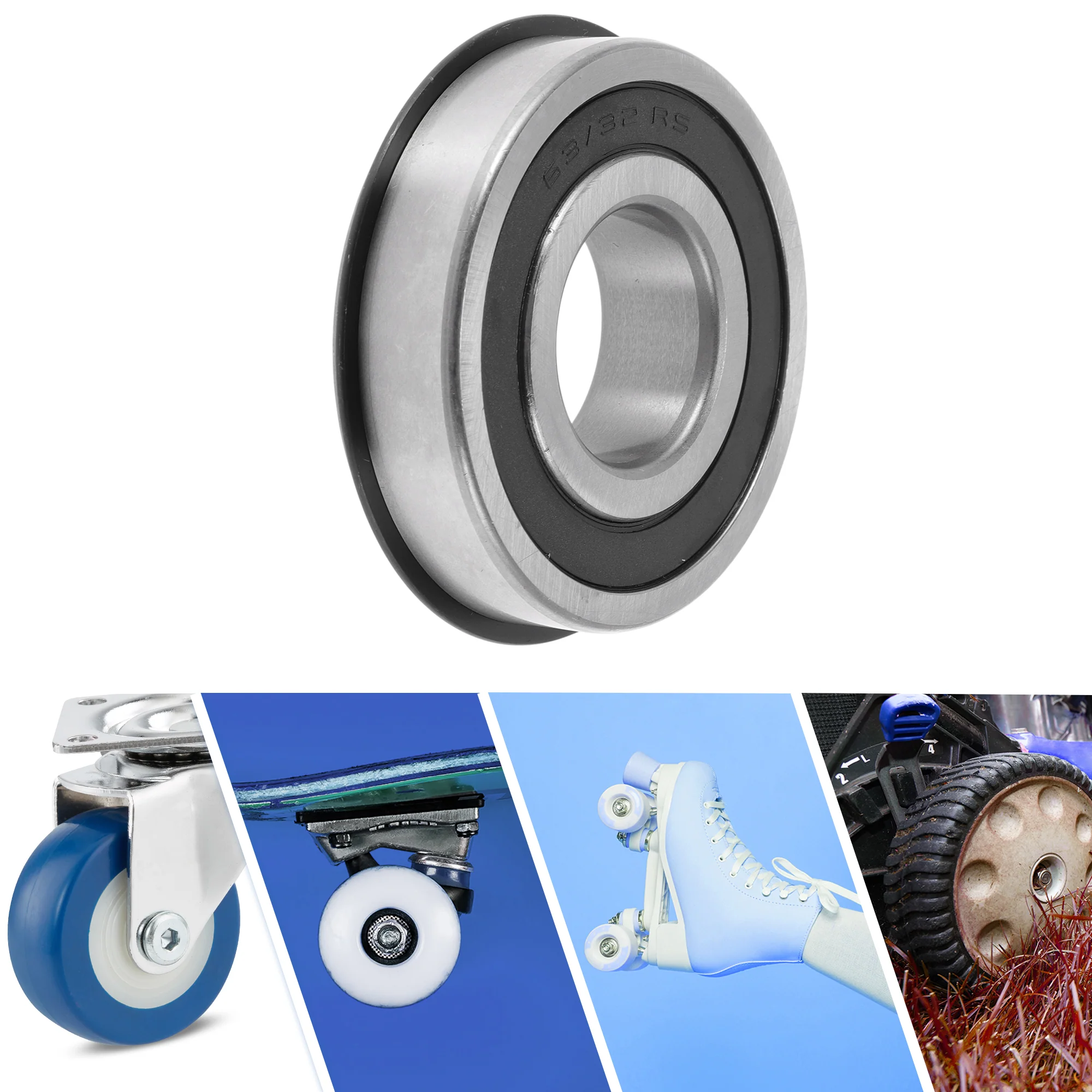 63/32NR2RS Deep Groove Ball Bearings 32x75x20mm Silver Tone Black - Image 2