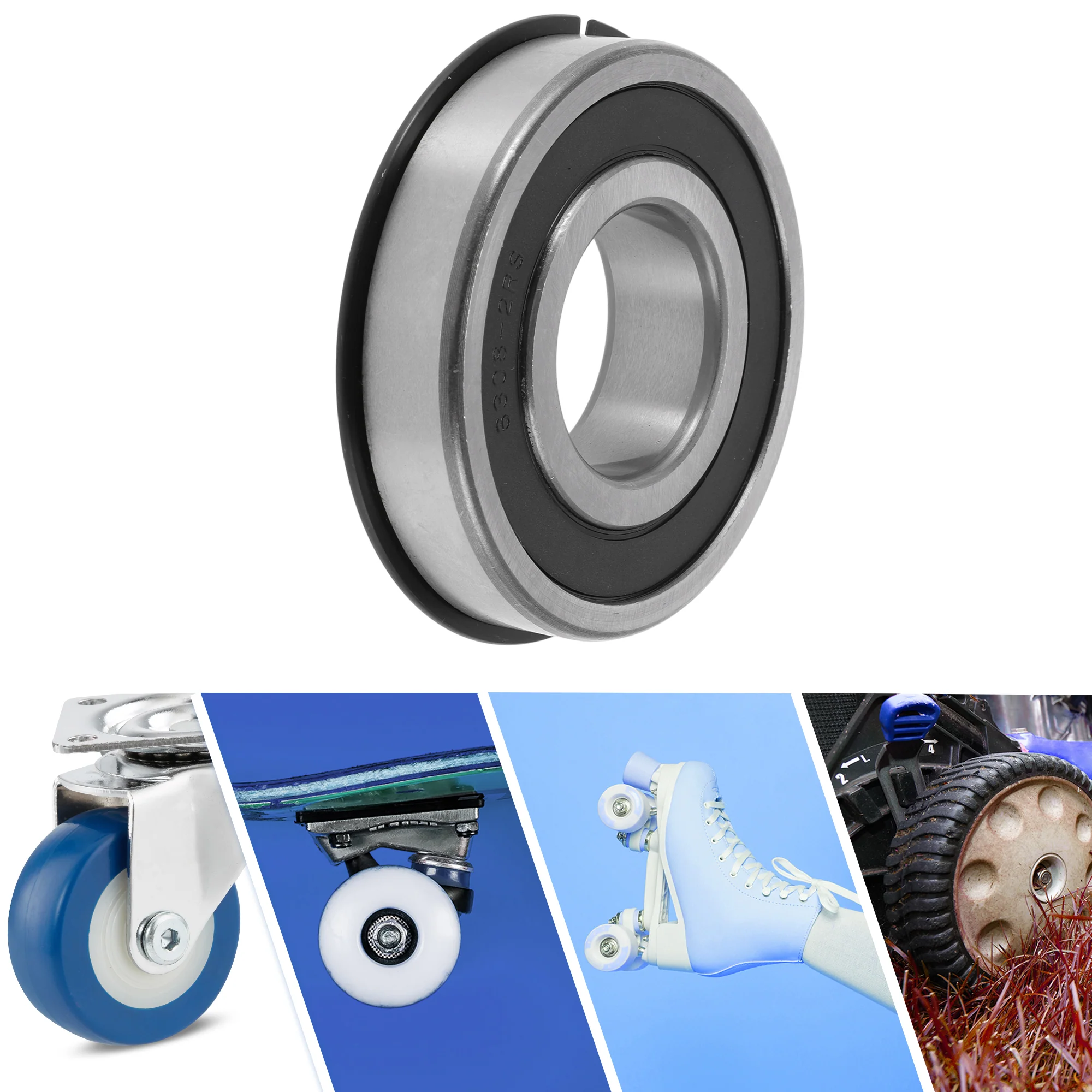 6308NR2RS Deep Groove Ball Bearings 40x90x23mm Silver Tone Black - Image 2