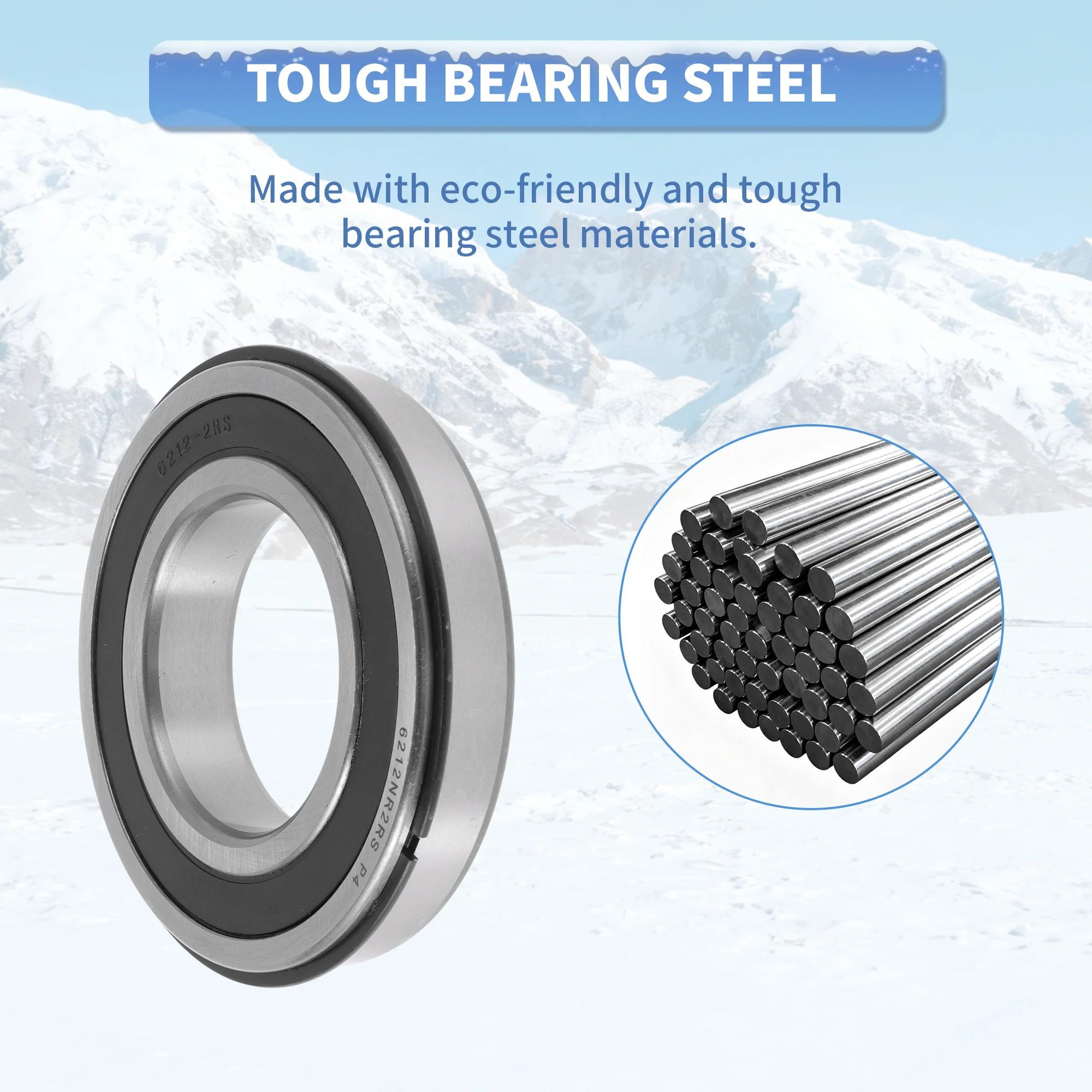 6212NR2RS Deep Groove Ball Bearings 60x110x22mm Silver Tone Black - Image 6
