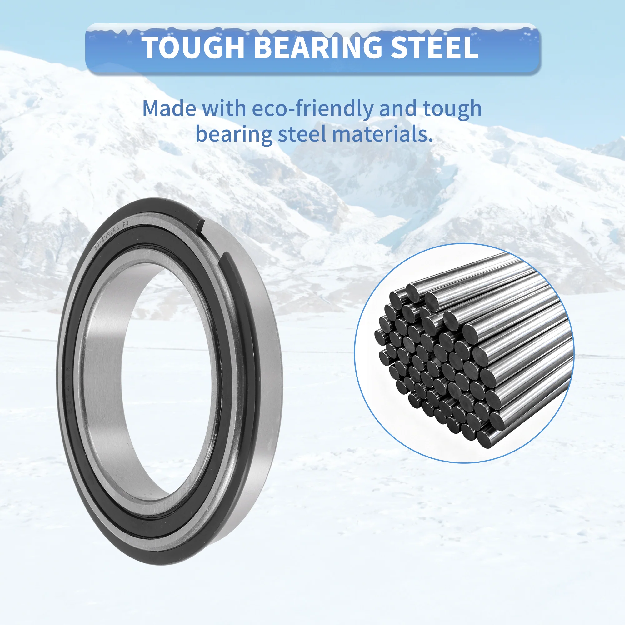 6914NR2RS Deep Groove Ball Bearings 70x100x16mm Silver Tone Black - Image 6