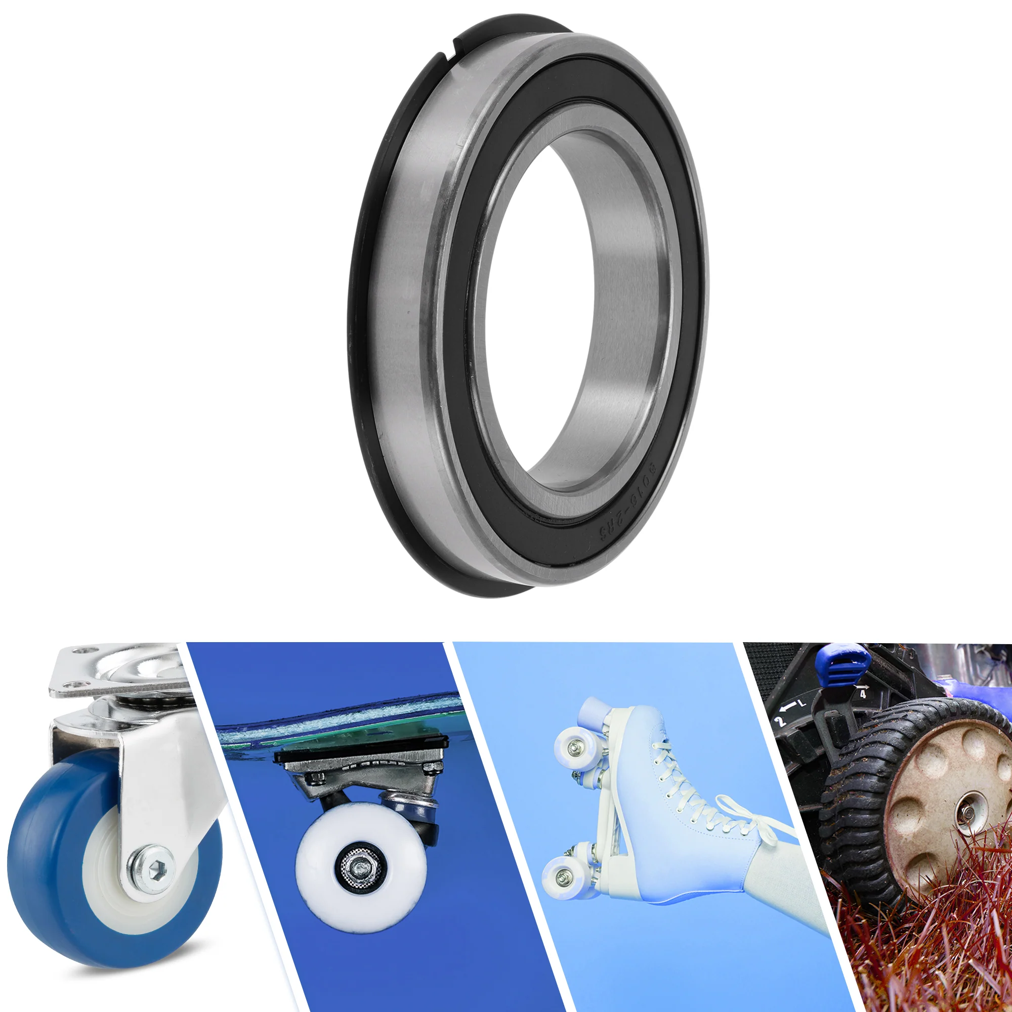 6016NR2RS Deep Groove Ball Bearings 80x125x22mm Silver Tone Black - Image 2