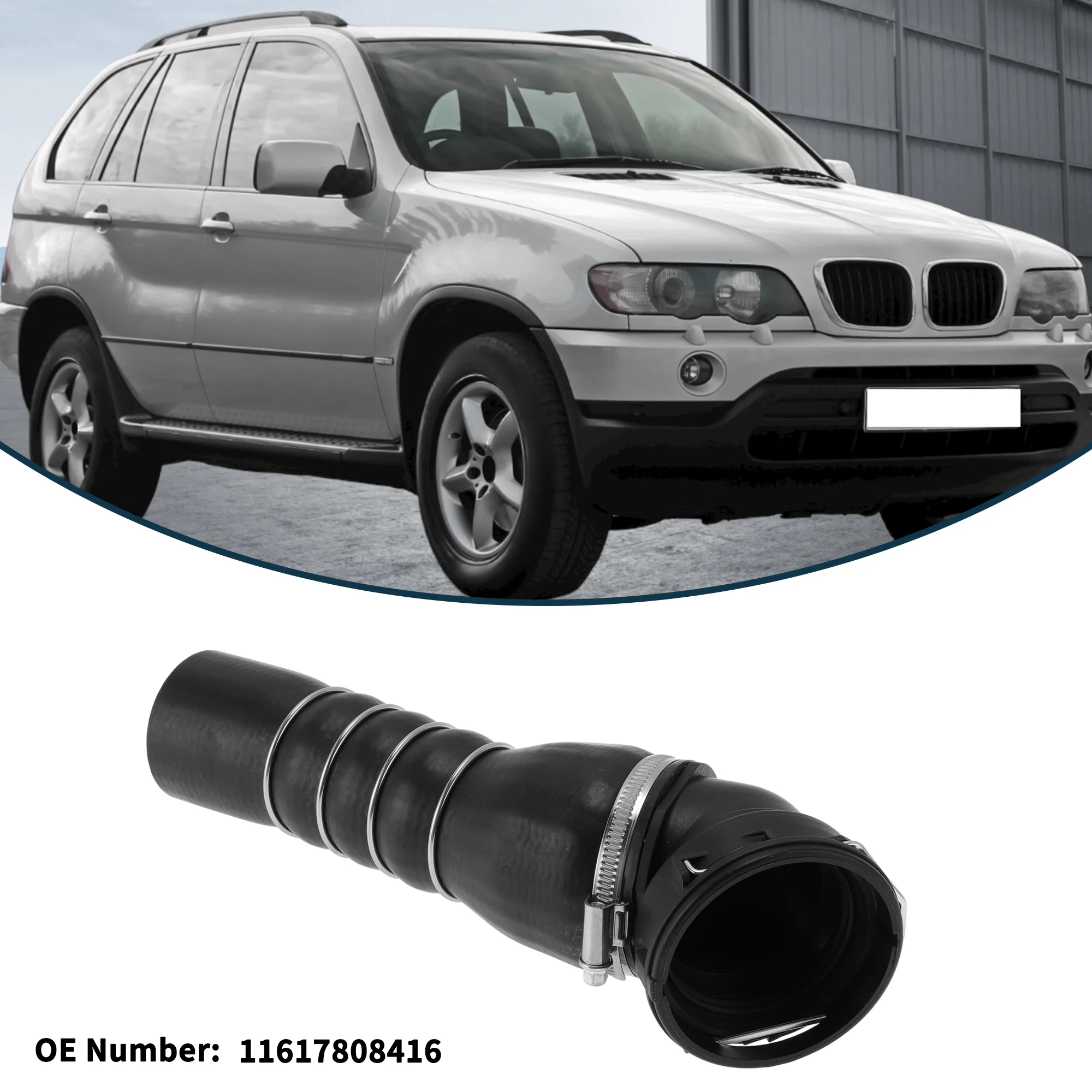 Radiator Hose for BMW 5 Series E60 2005-2009 No.11617808416 Intake Pipe Black - Image 3