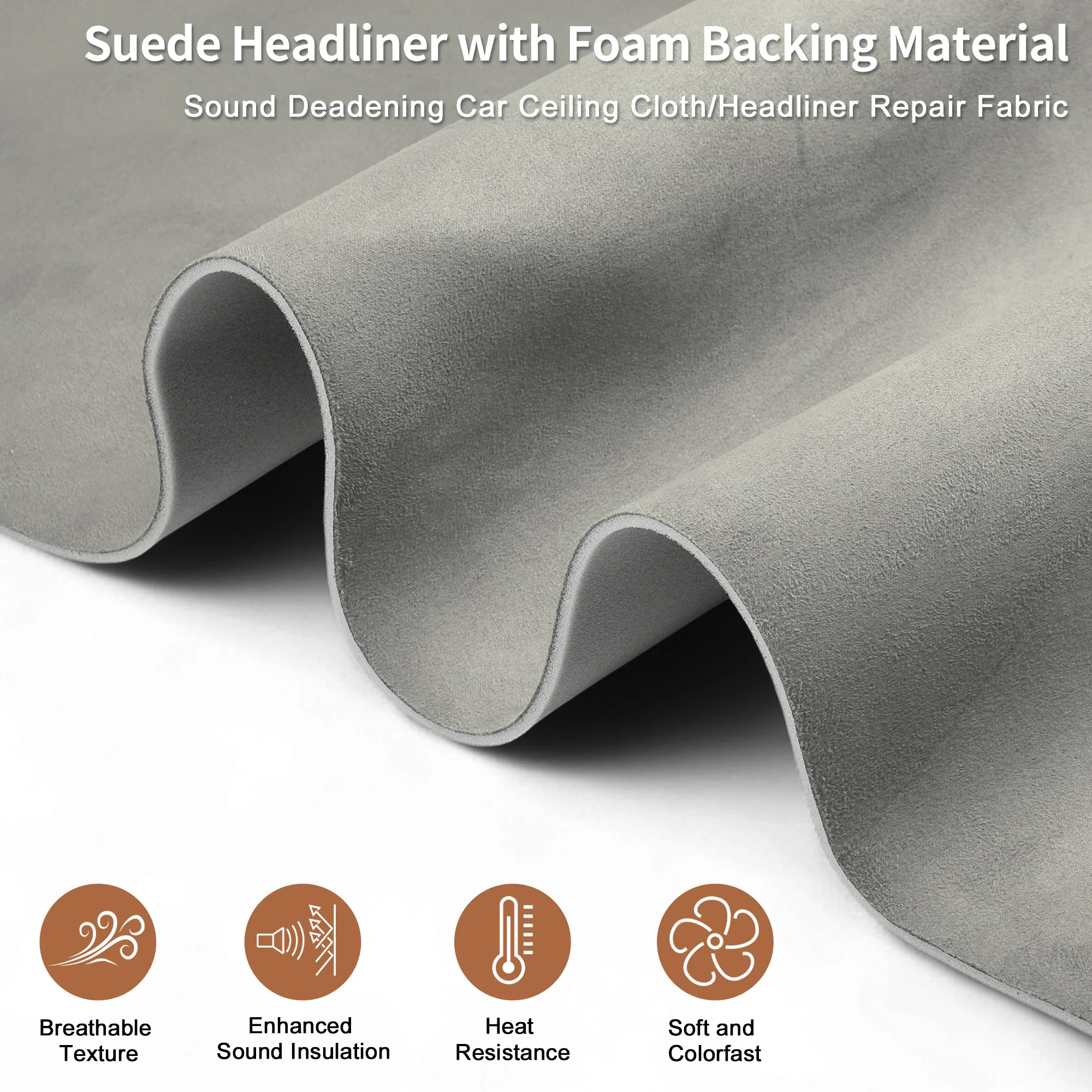 160g Suede Fabric Headliner Fabric 100" L x 60" W Foam Backing Beige - Image 5
