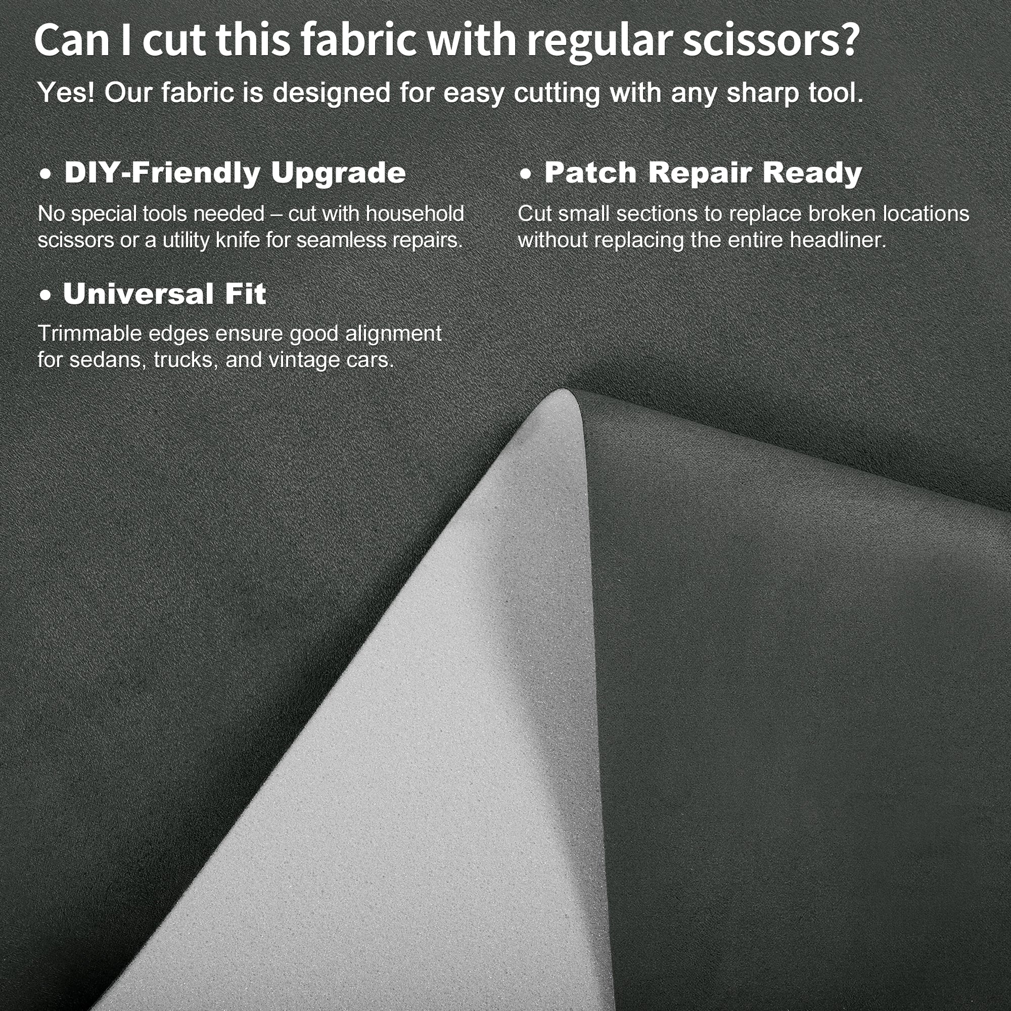 160g Suede Fabric Headliner Fabric 60" L x 38" W Foam Backing Dark Gray - Image 6