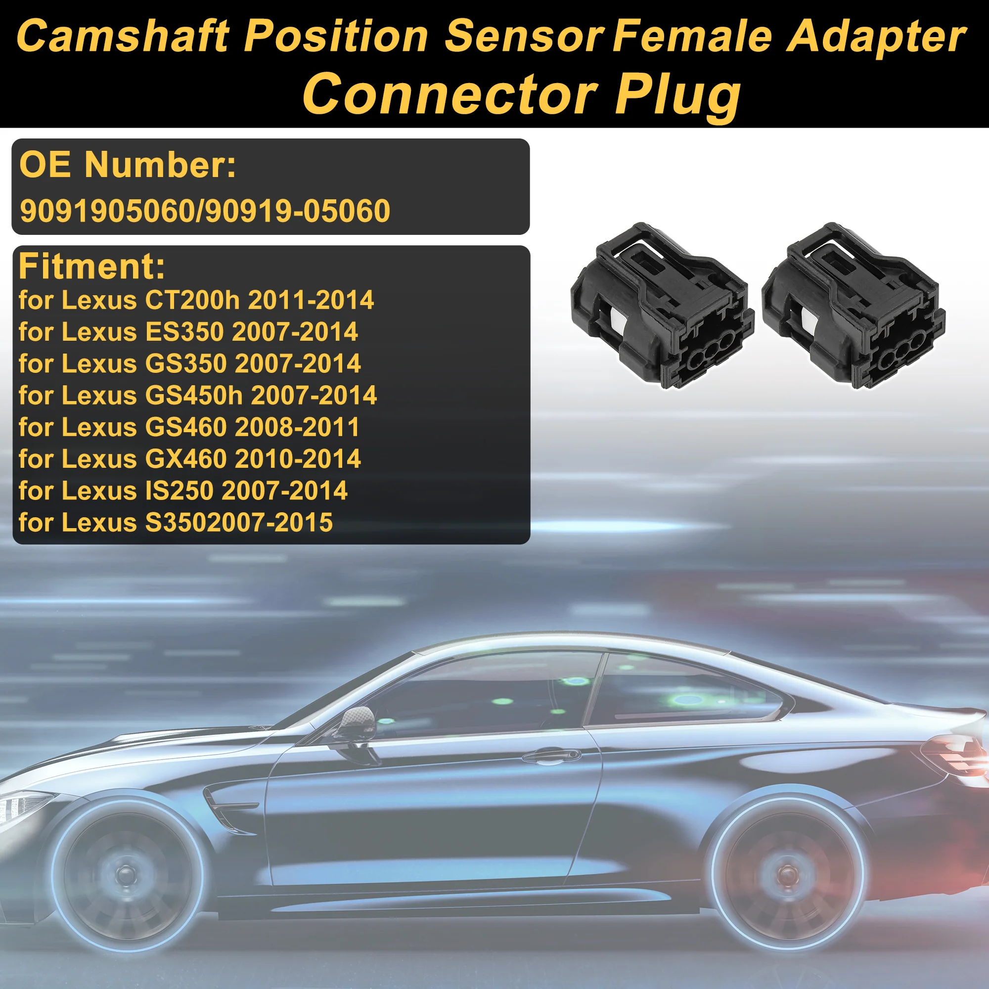 3 Pins Camshaft Position Sensor Connector Plug for Lexus CT200h No.9091905060 - Image 2
