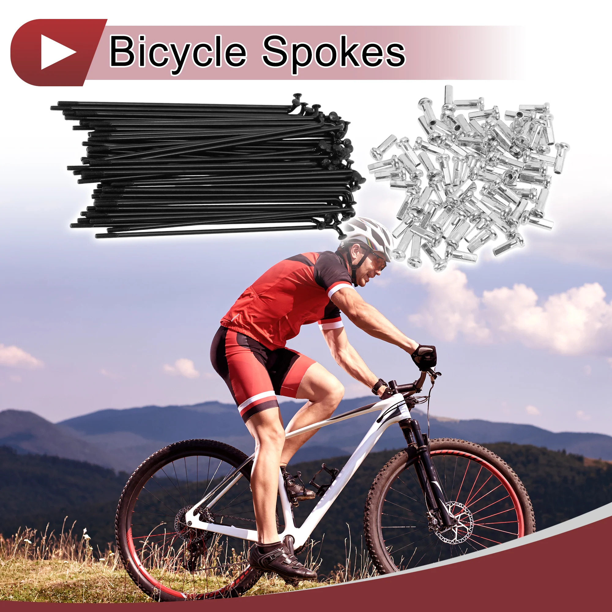 72 Set 14G Bicycle Spokes 101mm Bike Wheel Spokes Carbon Steel Black - Image 2
