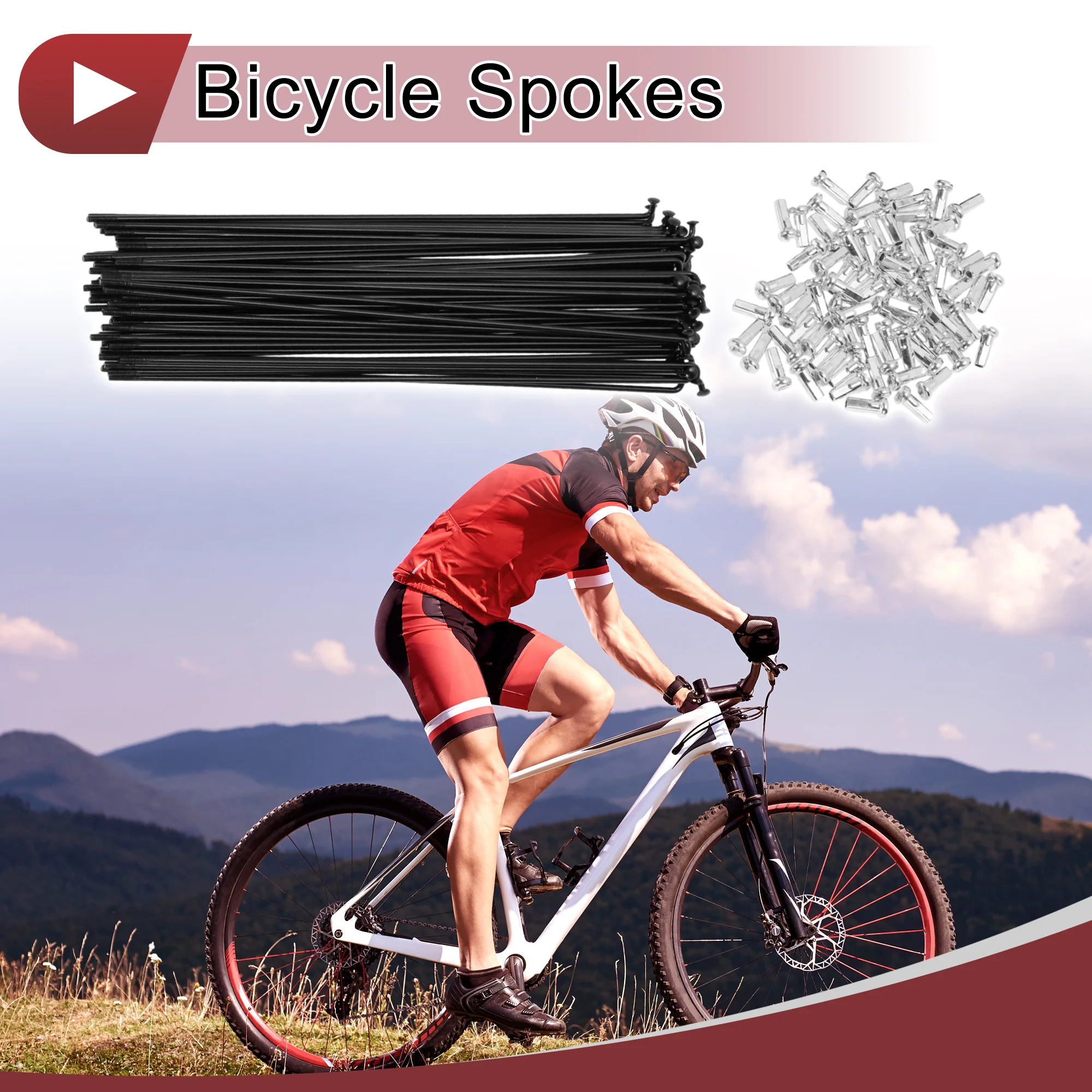 72 Set 14G Bicycle Spokes 182mm Bike Wheel Spokes Carbon Steel Black - Image 2