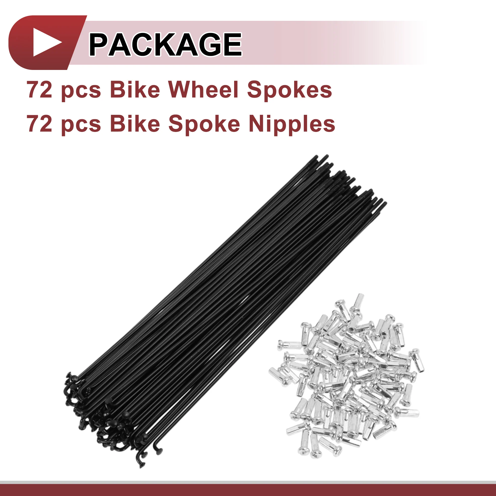 72 Set 14G Bicycle Spokes 186mm Bike Wheel Spokes Carbon Steel Black - Image 5