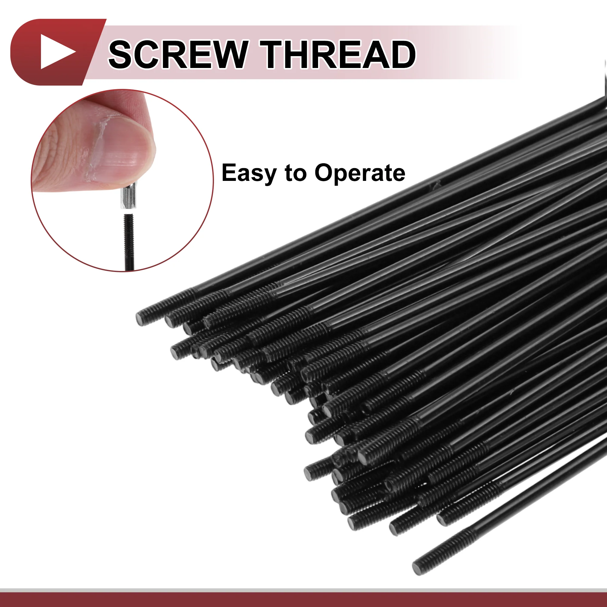 72 Set 14G Bicycle Spokes 194mm Bike Wheel Spokes Carbon Steel Black - Image 6