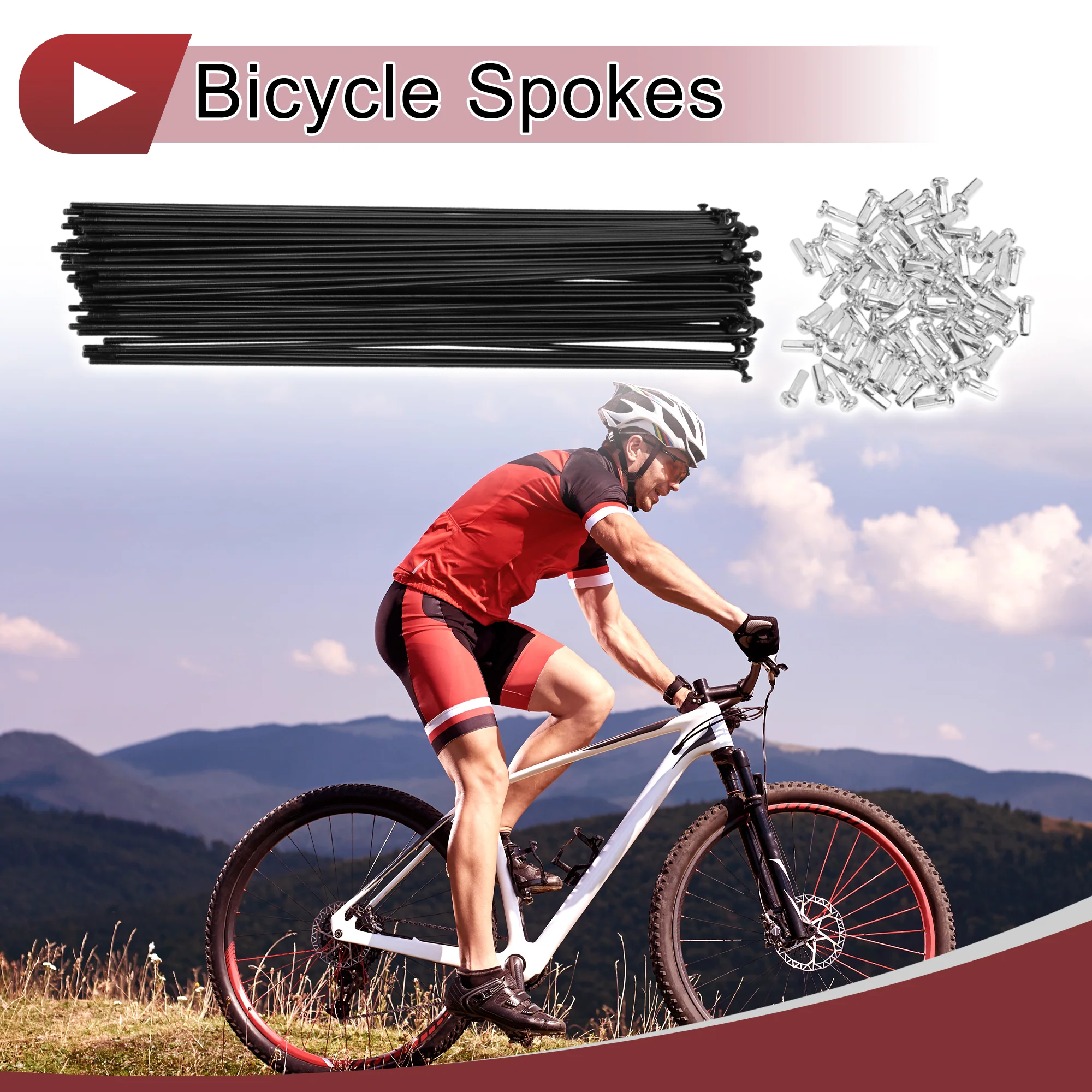 72 Set 14G Bicycle Spokes 214mm Bike Wheel Spokes Carbon Steel Black - Image 2