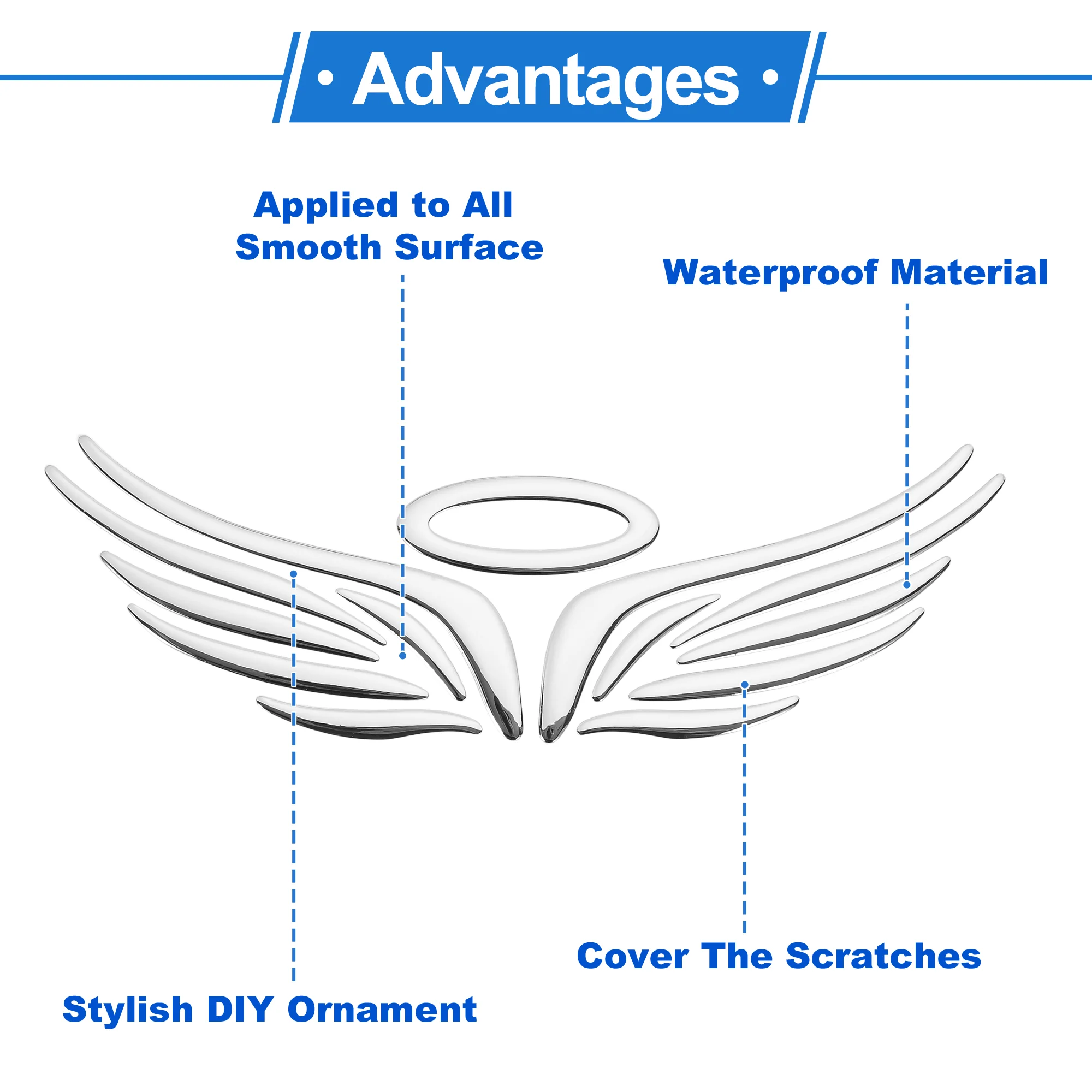 Angel Pointed Wings Pattern Car Bumper Sticker Decal Waterproof Silver Tone - Image 4