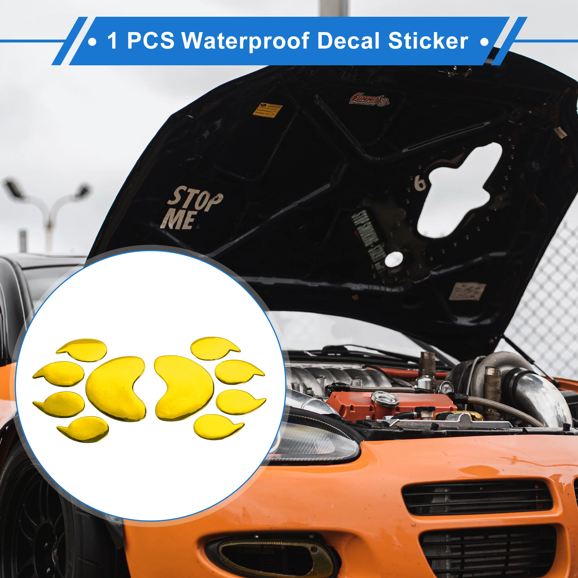Bears Claw Pattern Car Bumper Sticker Decal Waterproof Gold Tone 15x6.5cm - Image 2