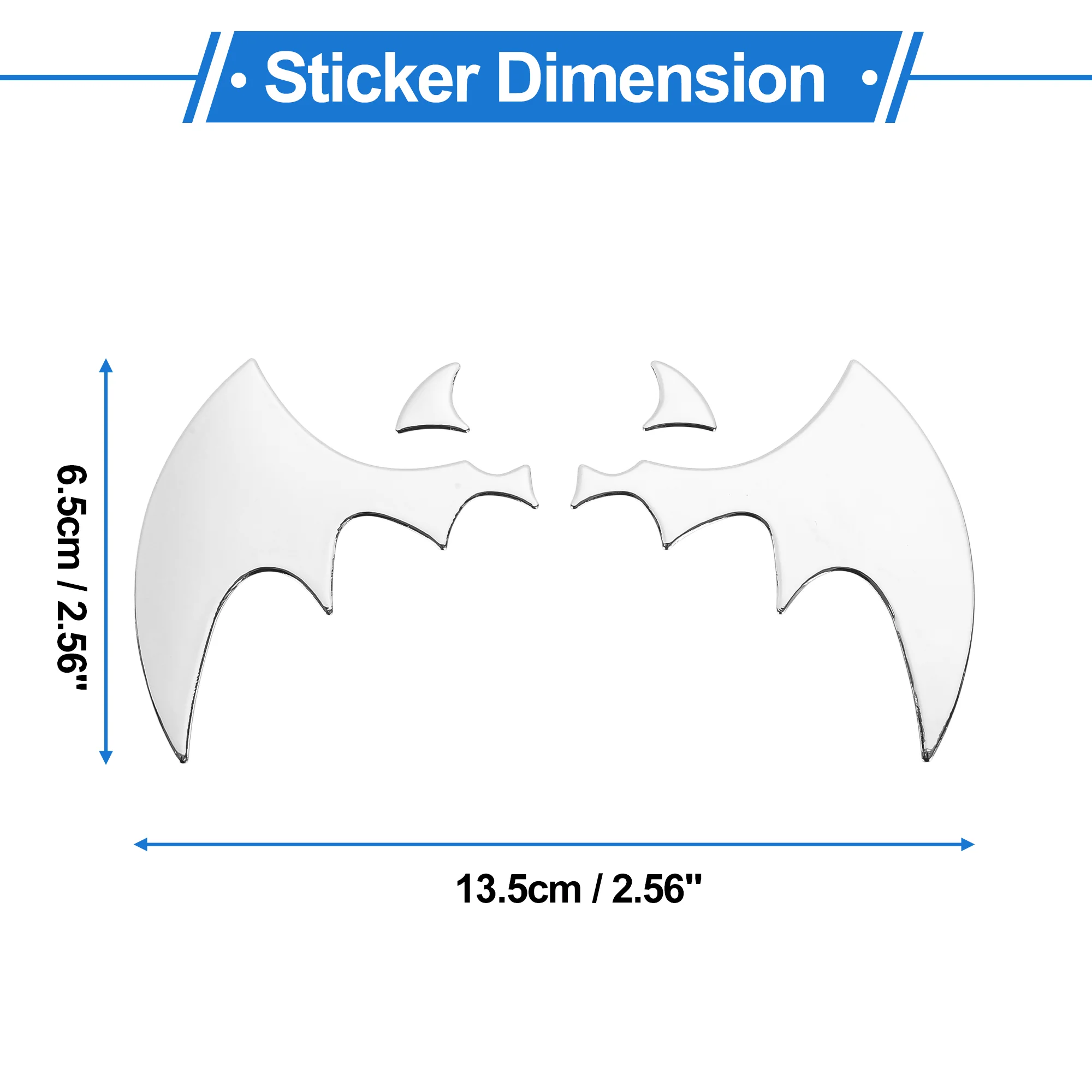 Gen 3 Bats Pattern Car Bumper Sticker Decal Waterproof Silver Tone 13.5x6.5cm - Image 3