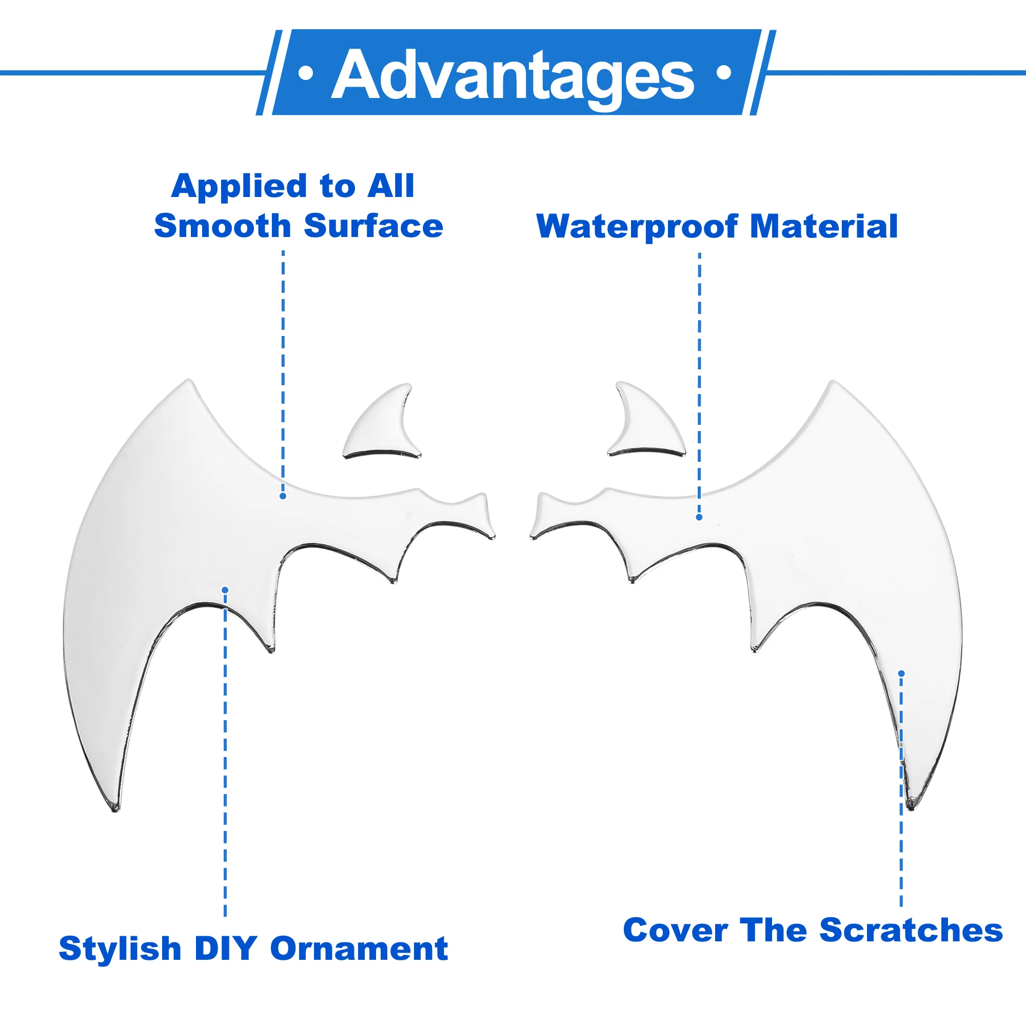 Gen 3 Bats Pattern Car Bumper Sticker Decal Waterproof Silver Tone 13.5x6.5cm - Image 4