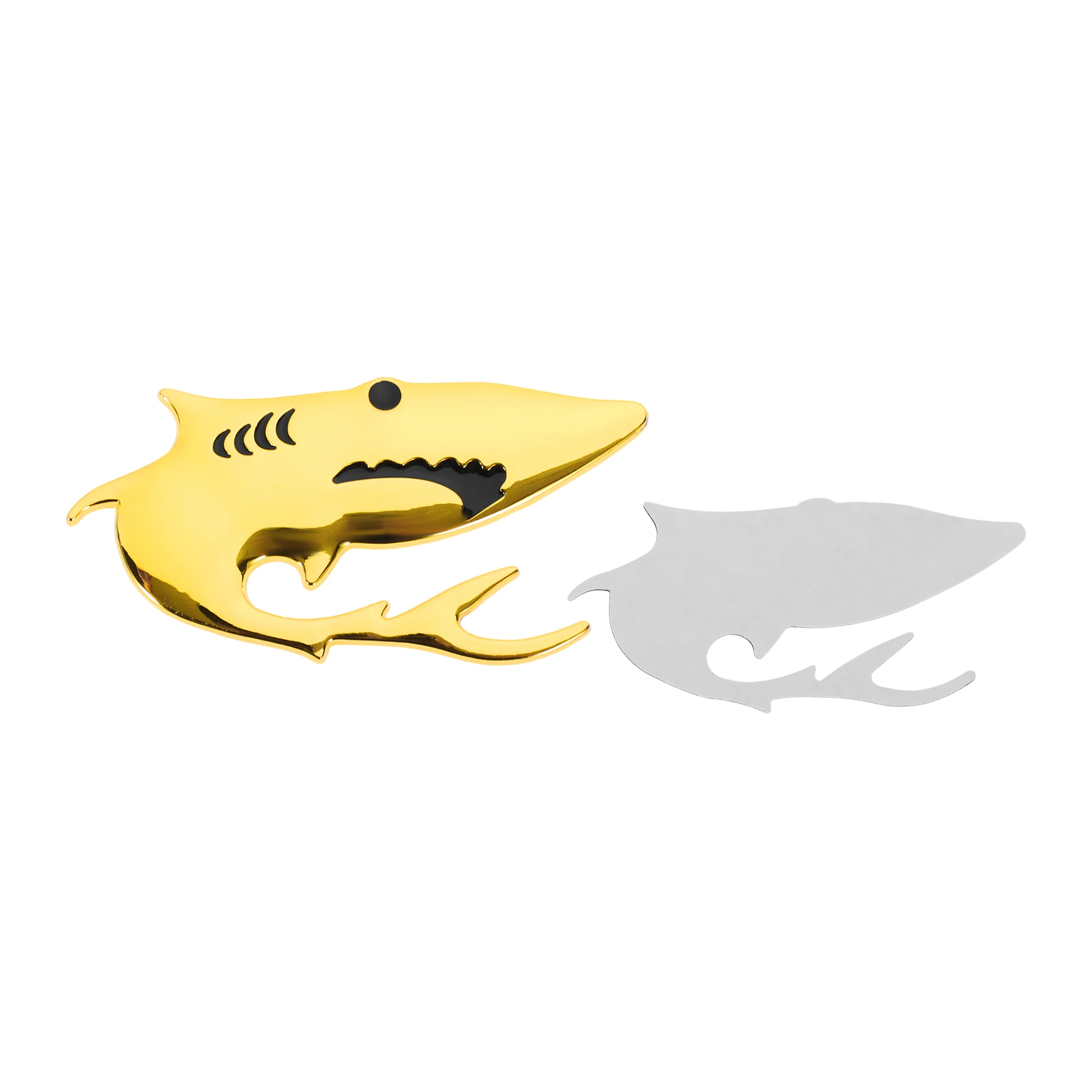 Sharks Pattern Car Bumper Sticker Decal Waterproof Zinc Alloy Gold Tone 9x4.5cm