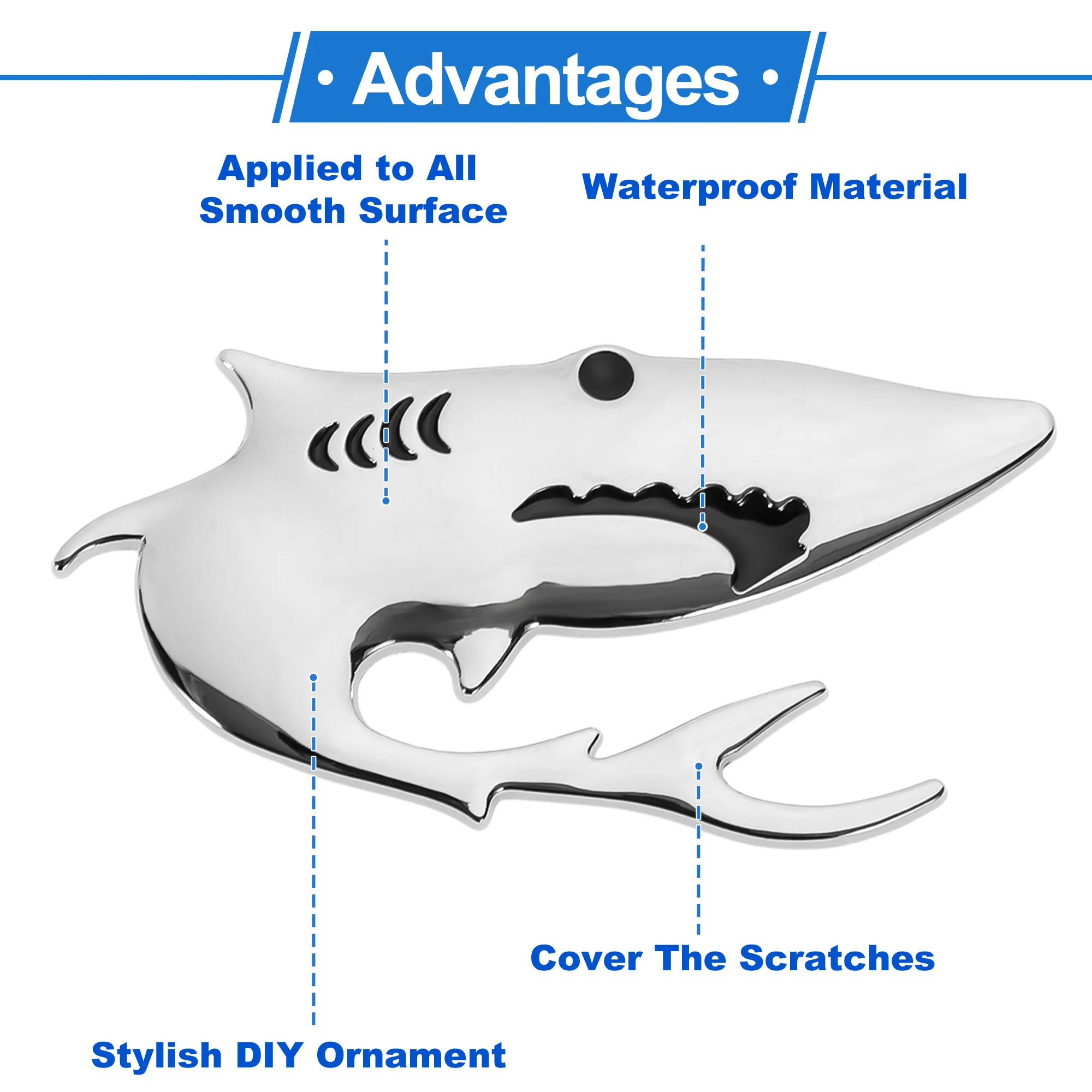 Sharks Pattern Car Bumper Sticker Decal Waterproof Silver Tone 9x4.5cm - Image 4