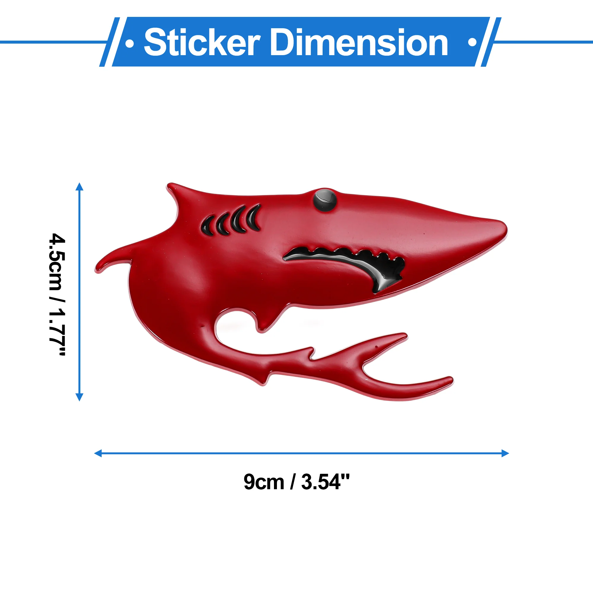 1 Pc Sharks Pattern Car Bumper Sticker Decal Waterproof Zinc Alloy Red 9x4.5cm - Image 3