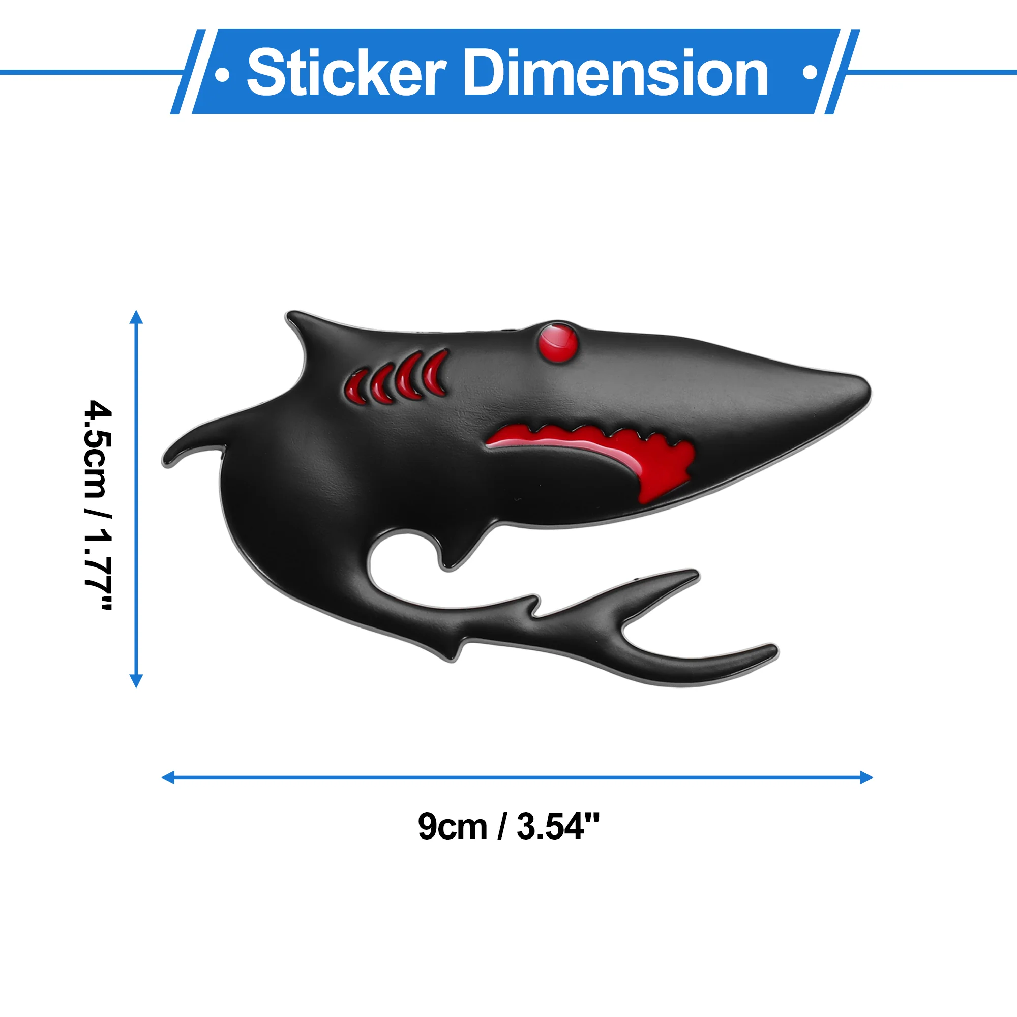 1 Pc Sharks Pattern Car Bumper Sticker Decal Waterproof Zinc Alloy Black 9x4.5cm - Image 3